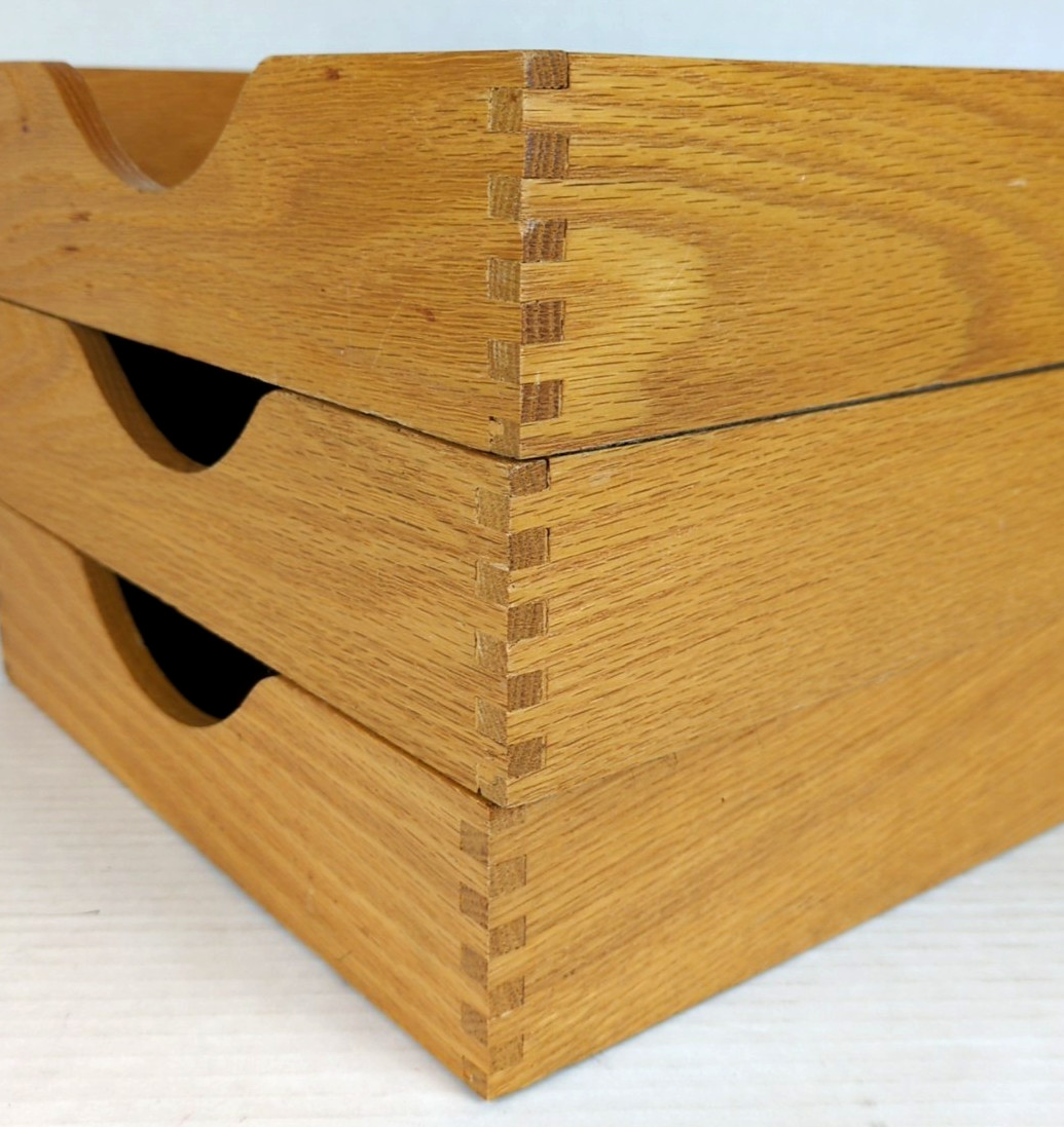 3 Vintage Hedberg 721 Letter Size Wood Desk Trays Dovetail Joints