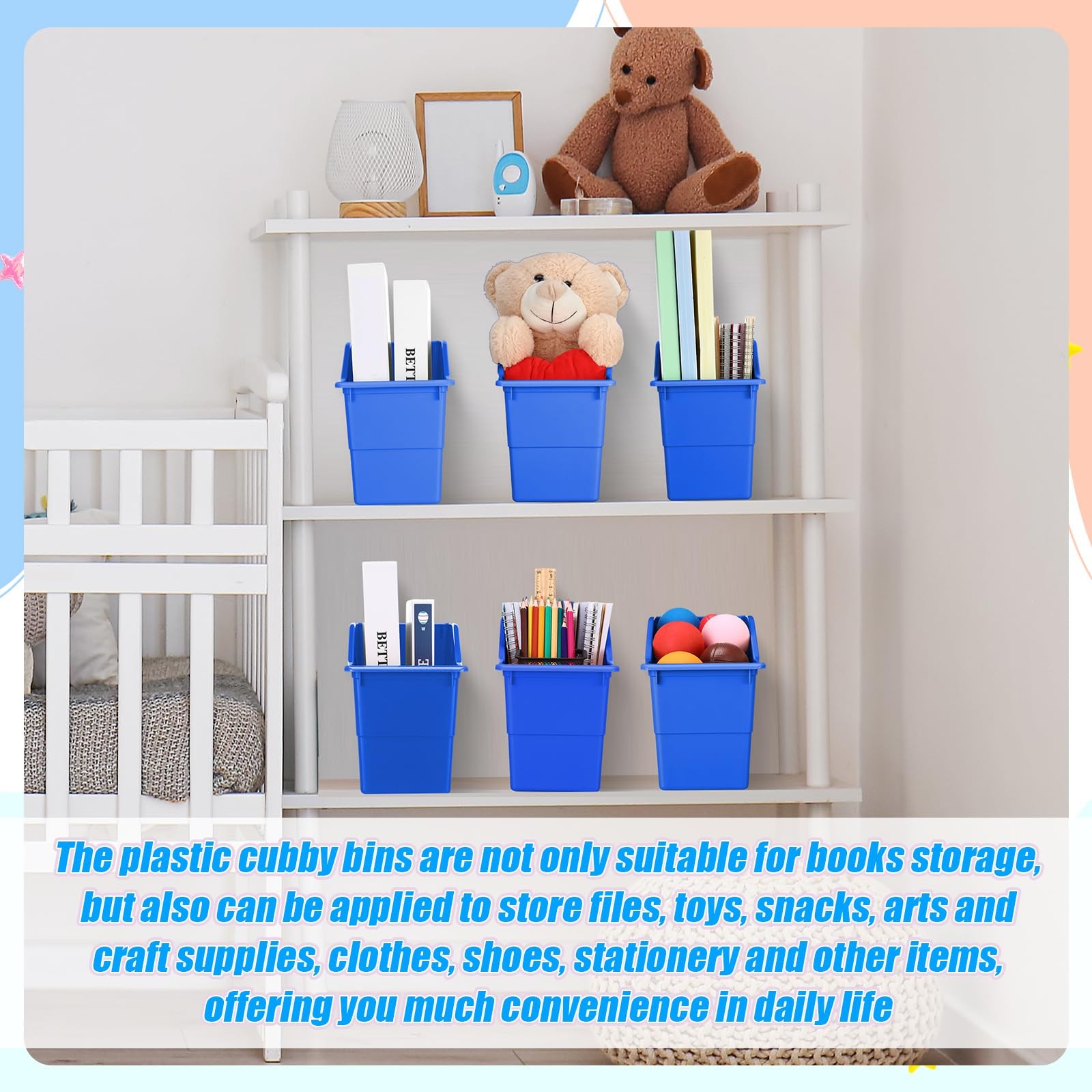 6 Packs Book Bins for Classroom Plastic Book Binder Holders Vertical Organize…