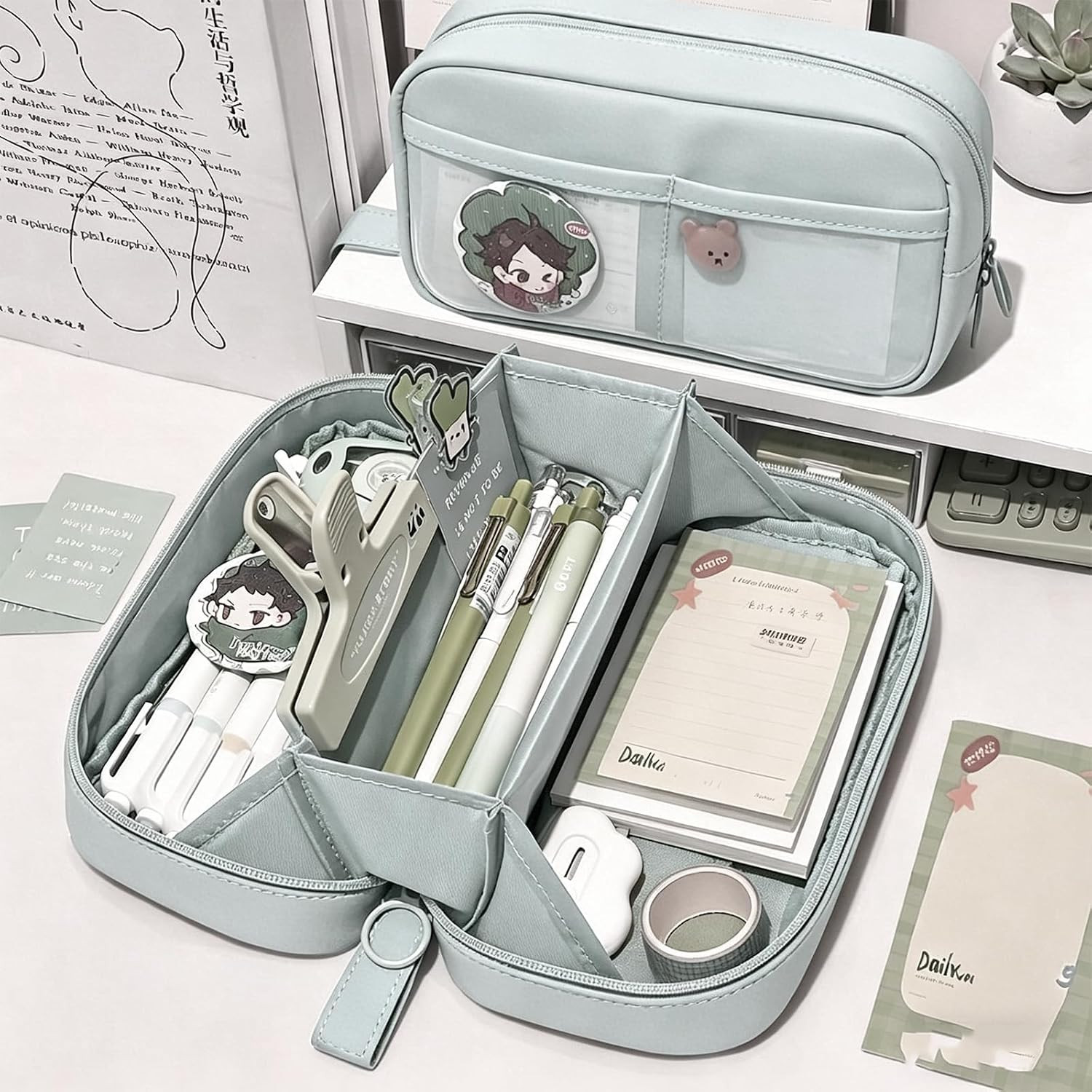 Large Capacity Desk Organizer, Multi-Functional Pencil Case Pen Holder,Pencil Ba