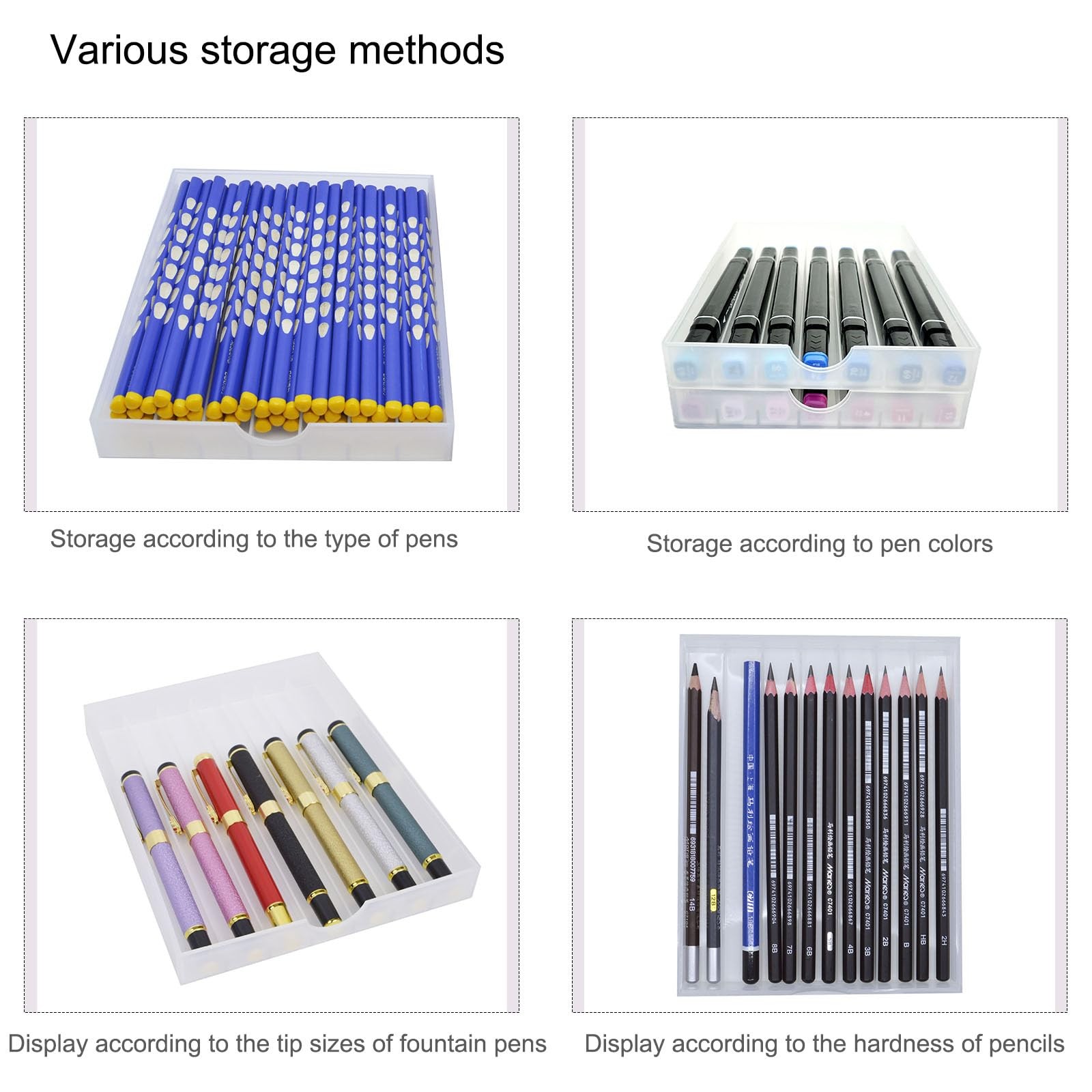 Desk Drawer Organizer, Pen Holder Tray Pen Storage with Fountain Pen, Pencil,…