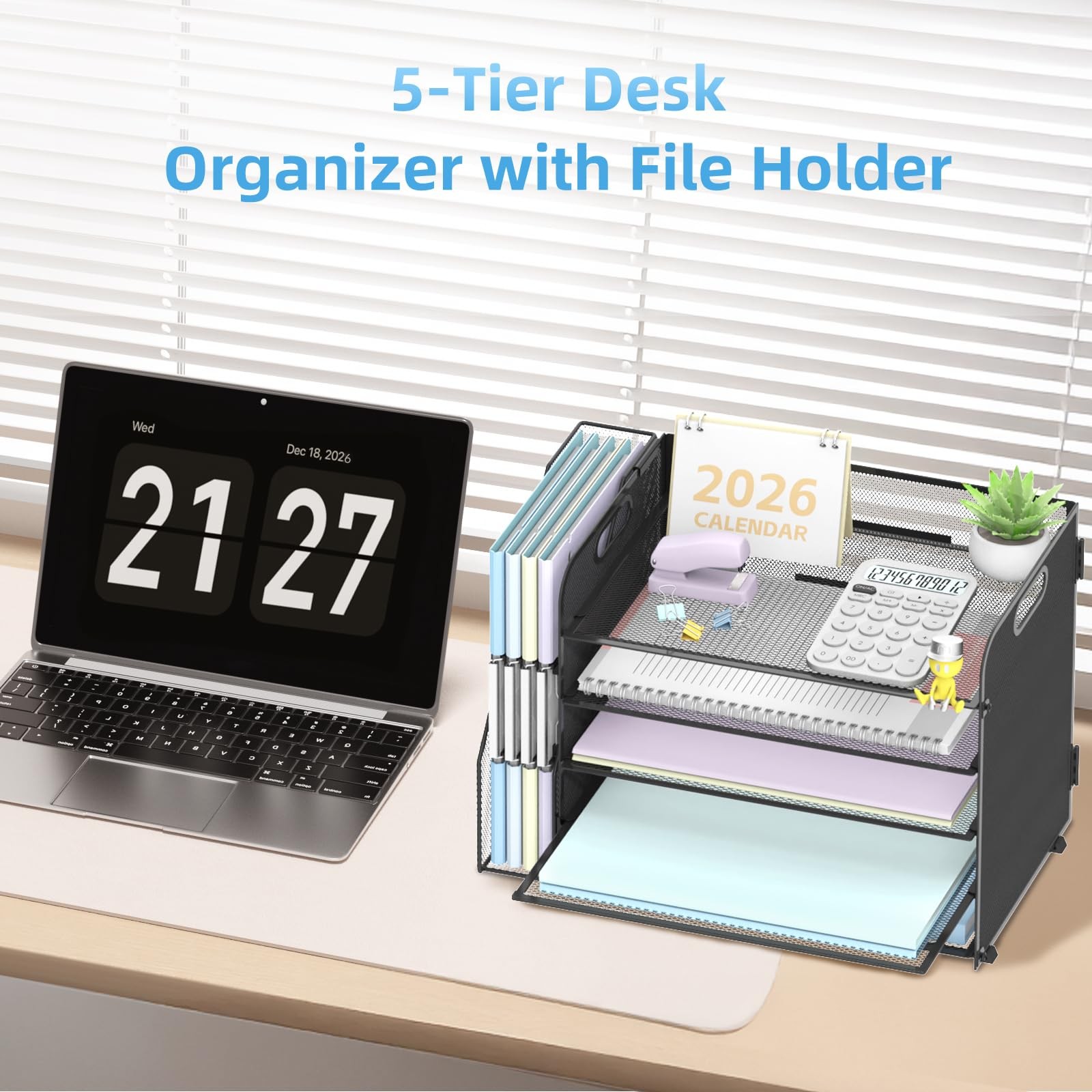 5-Tier Desk Organizer with File Holder, Desk Organizers and Accessories, Pape…