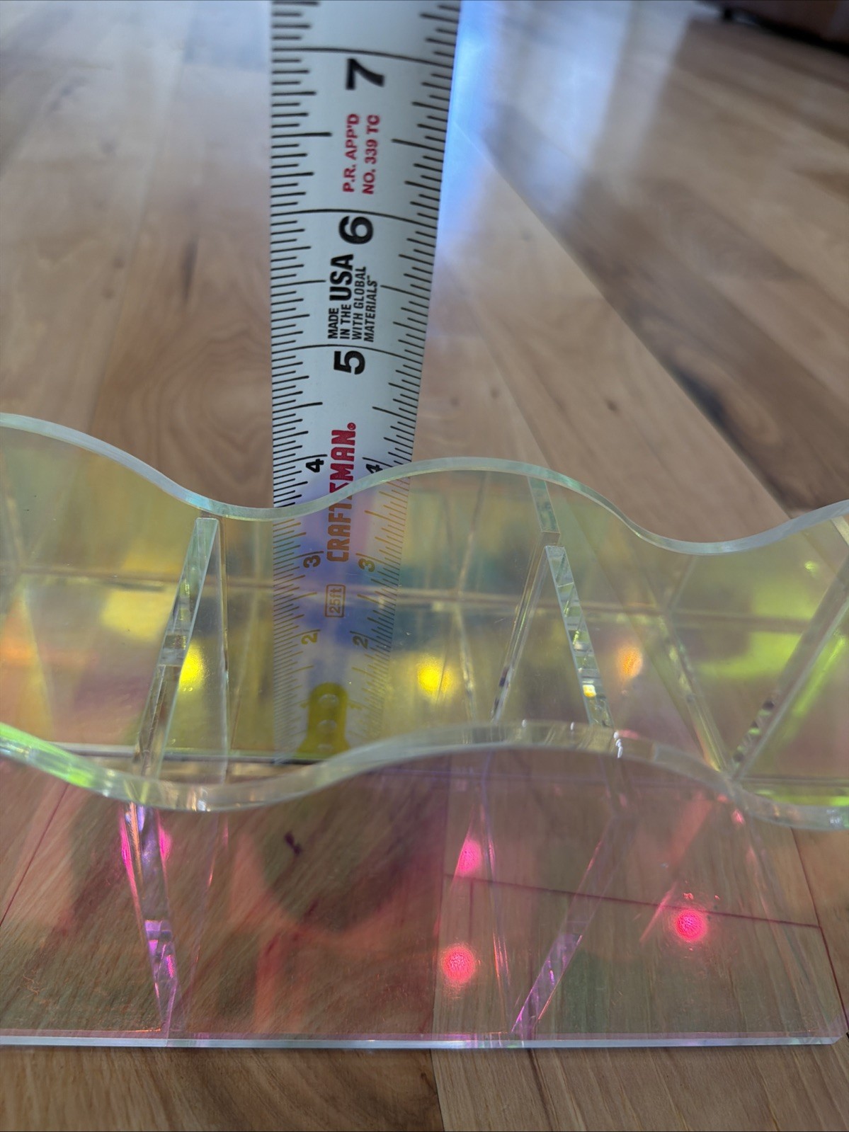 Iridescent Clear Acrylic Office Organizer Pen Holder Wavy Design