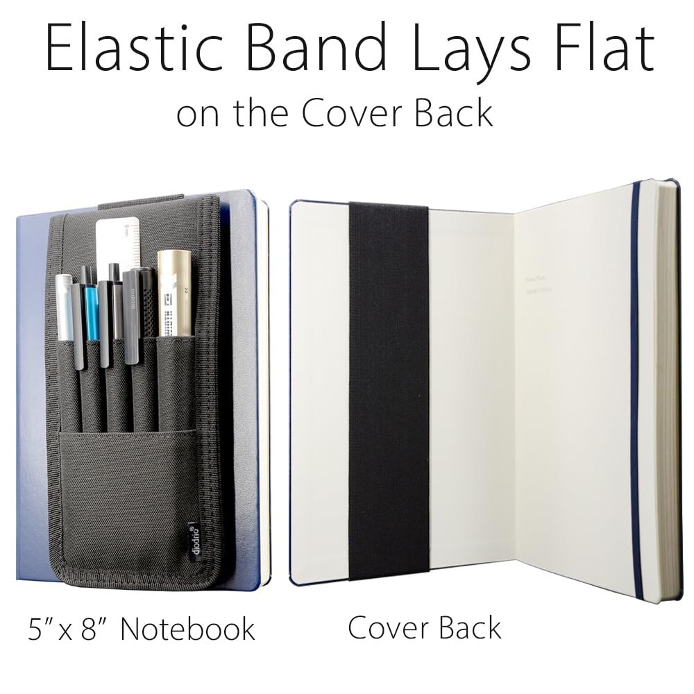 Detachable Pencil and Pen Holder with Elastic Band for Journals – Black