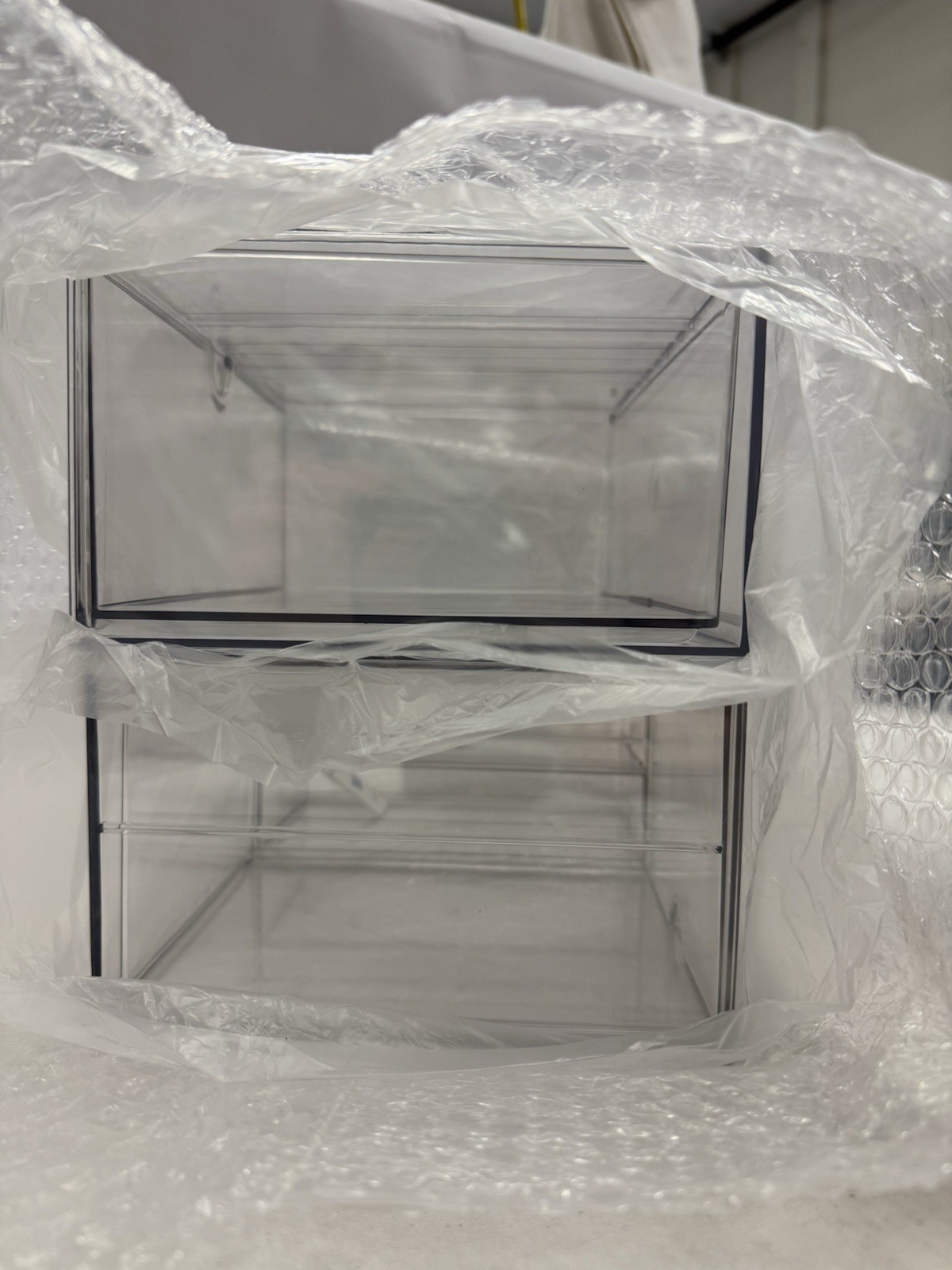Prsildan Acrylic Drawer Makeup Organizer with 4 Drawers, Set of 2 Office Desk