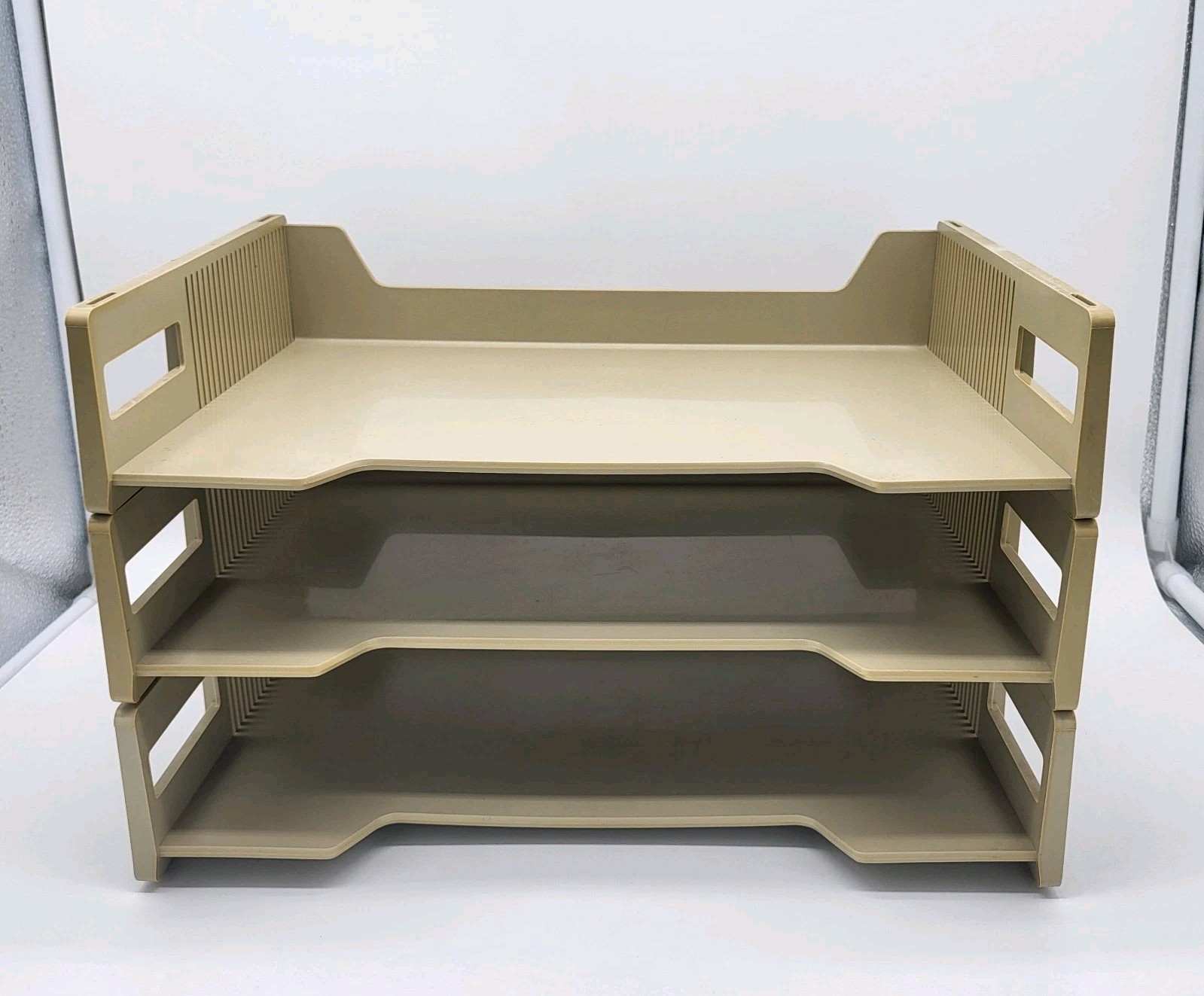 Eldon Office Products 1960’s 3-Tier File Paper Holder Beige Tan Plastic Vtg 1969