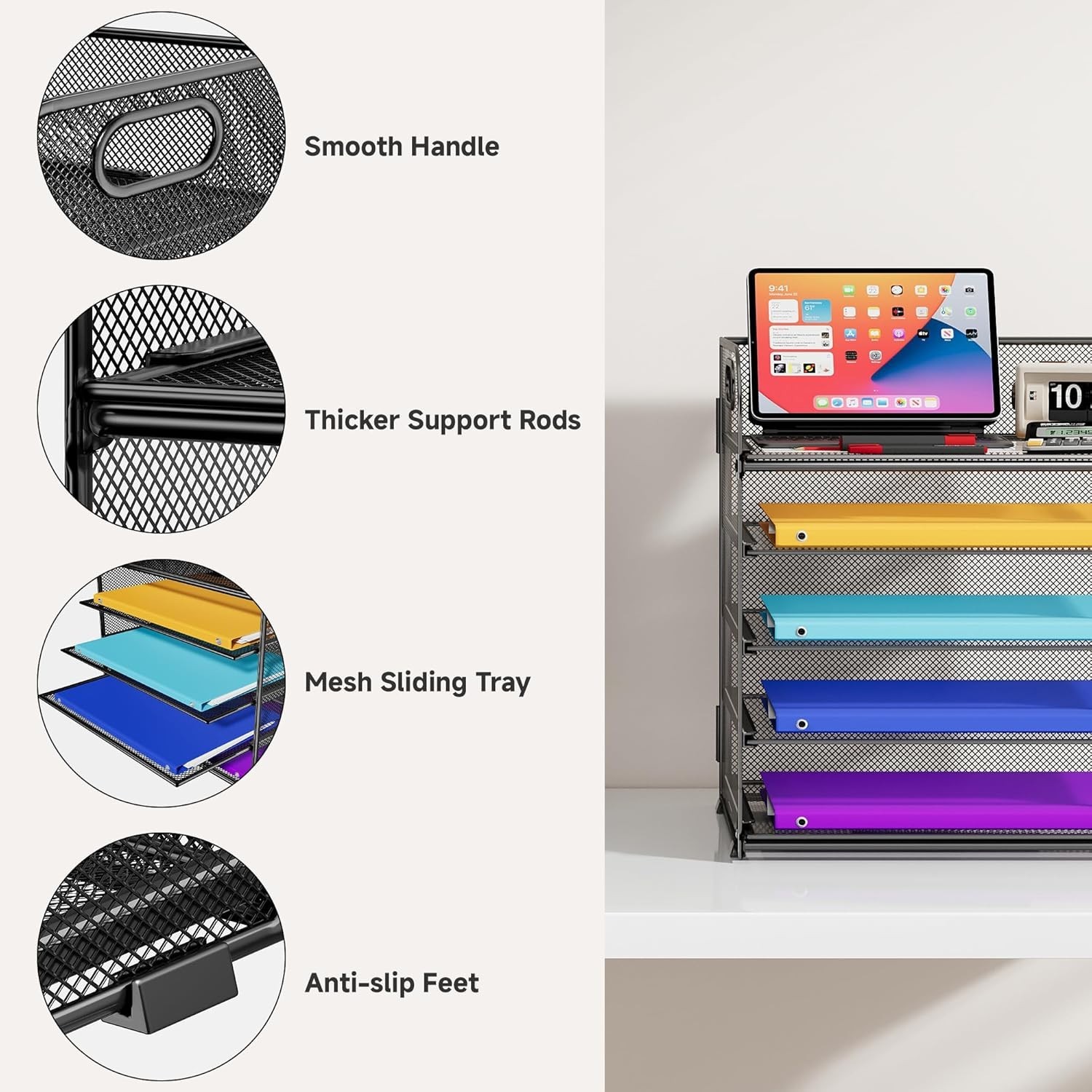 5-Tier File Folder Organizer with Handle – Efficient Desk Storage