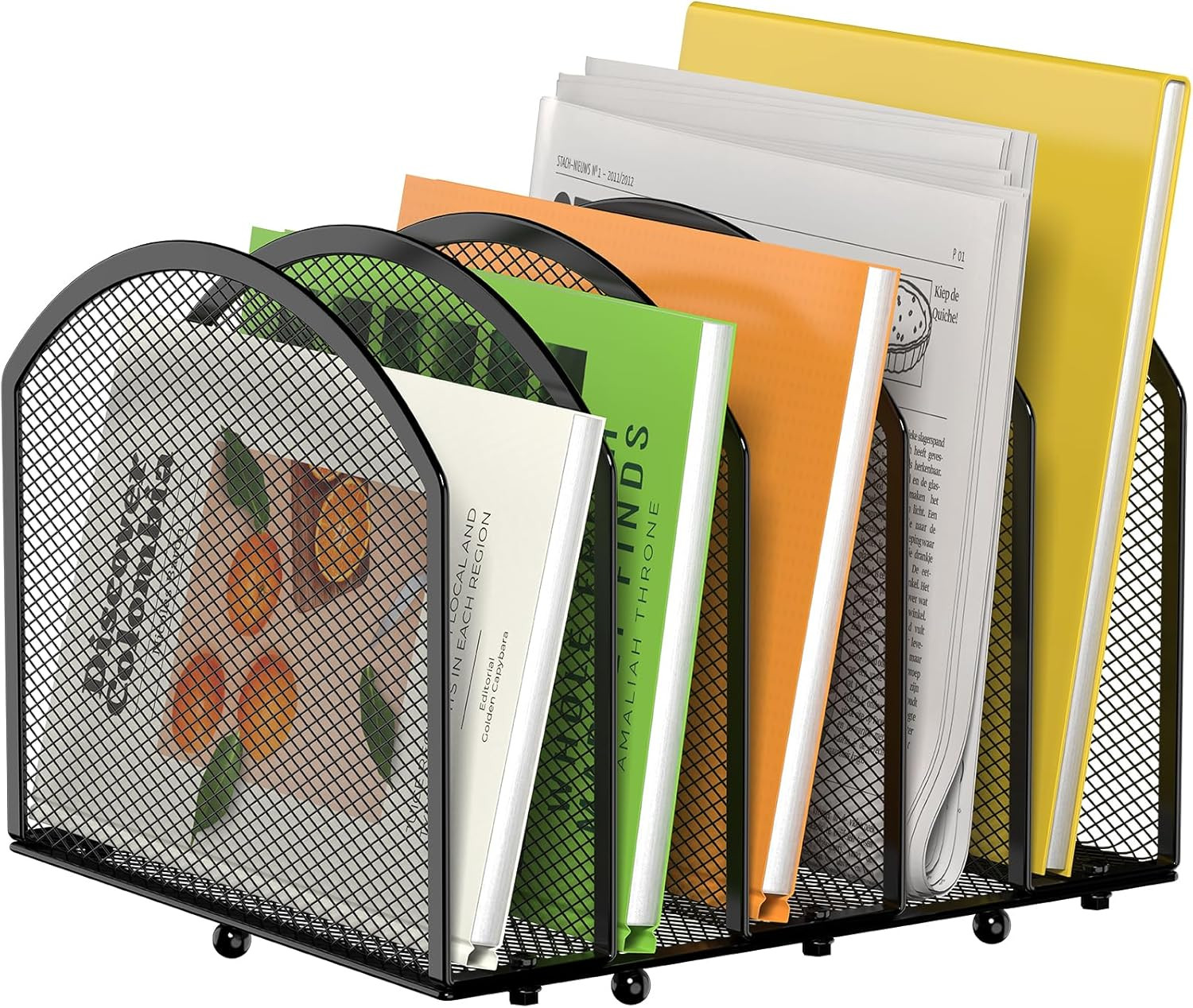 5-Section Desk File Organizer, Vertical Desktop File Holder Mail