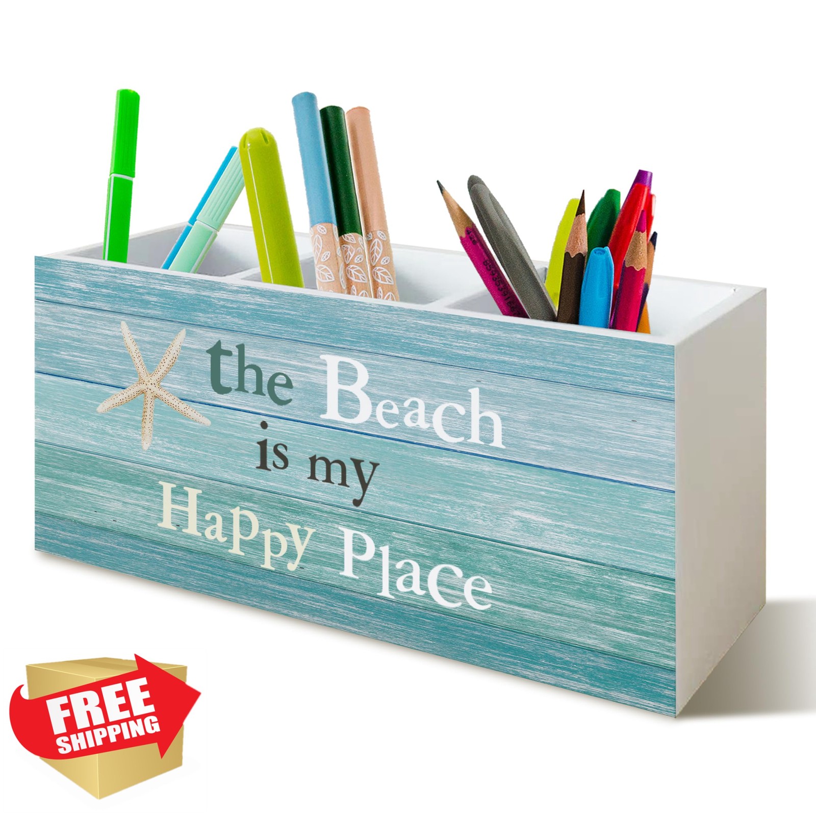 Beach Pen Holder Desk Decor Organizer – Coastal Home Office Gift