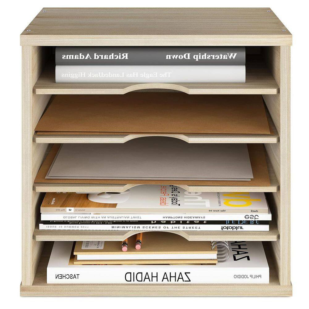 Natural 13.6 In. X 12 In. Wood Modern Desk File Organizer