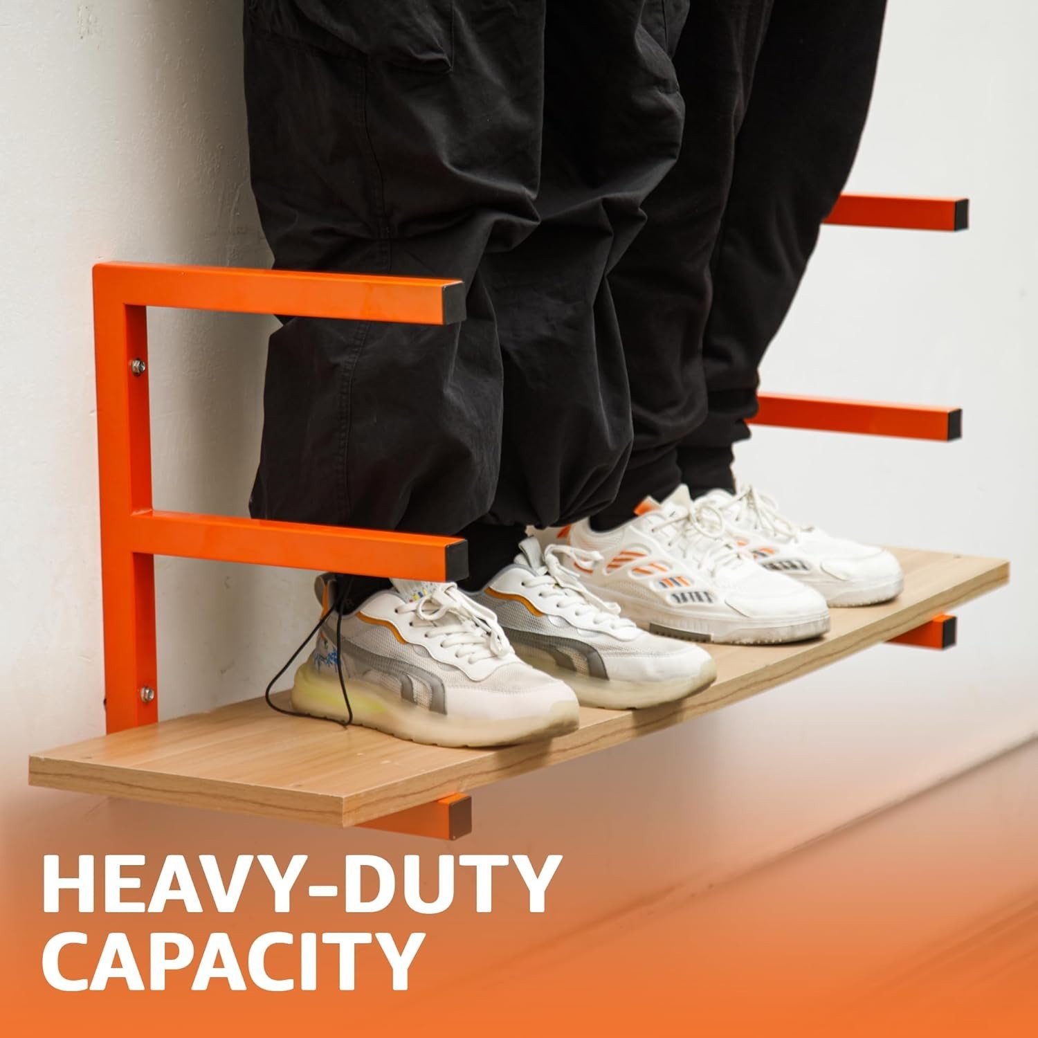 Scratch Resistant Wall Mount Lumber Storage Rack Heavy Duty 1200 LBS Orange