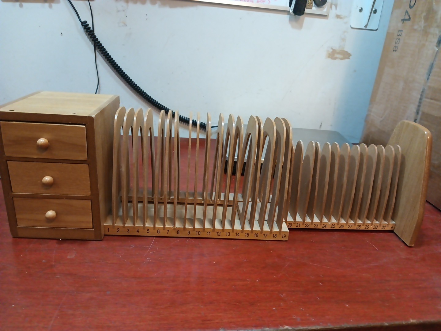 Vintage Wooden Desktop 31 Day 32 Slots Bills Mail Organizer