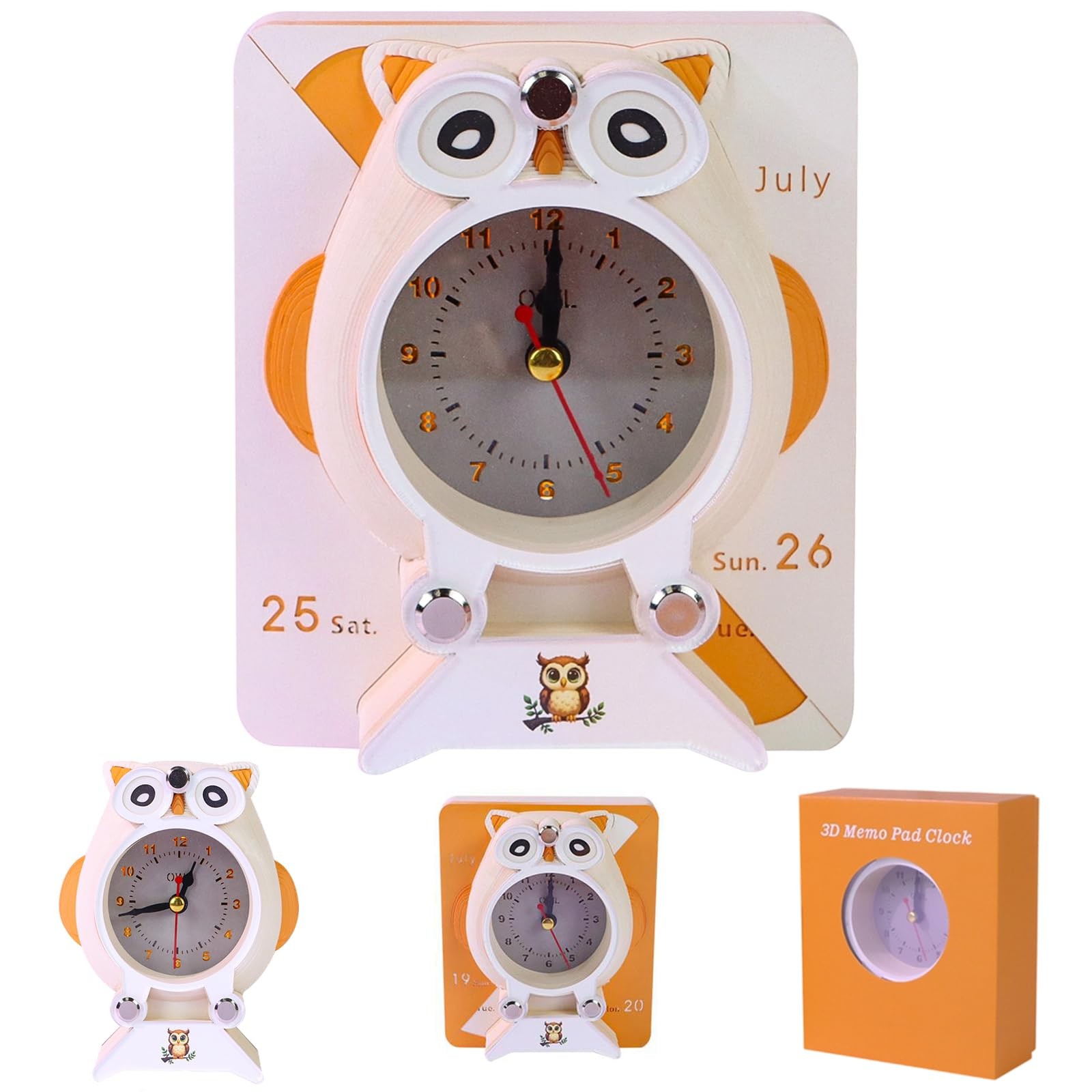 2-in-1 3D Paper Sculpture Calendar & Clock, 2026 Desk that White