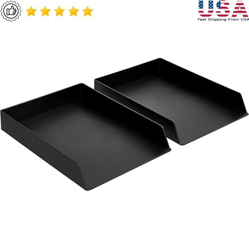 Large Capacity Durable Plastic Letter Tray 2-Pack Document Organizer Office New