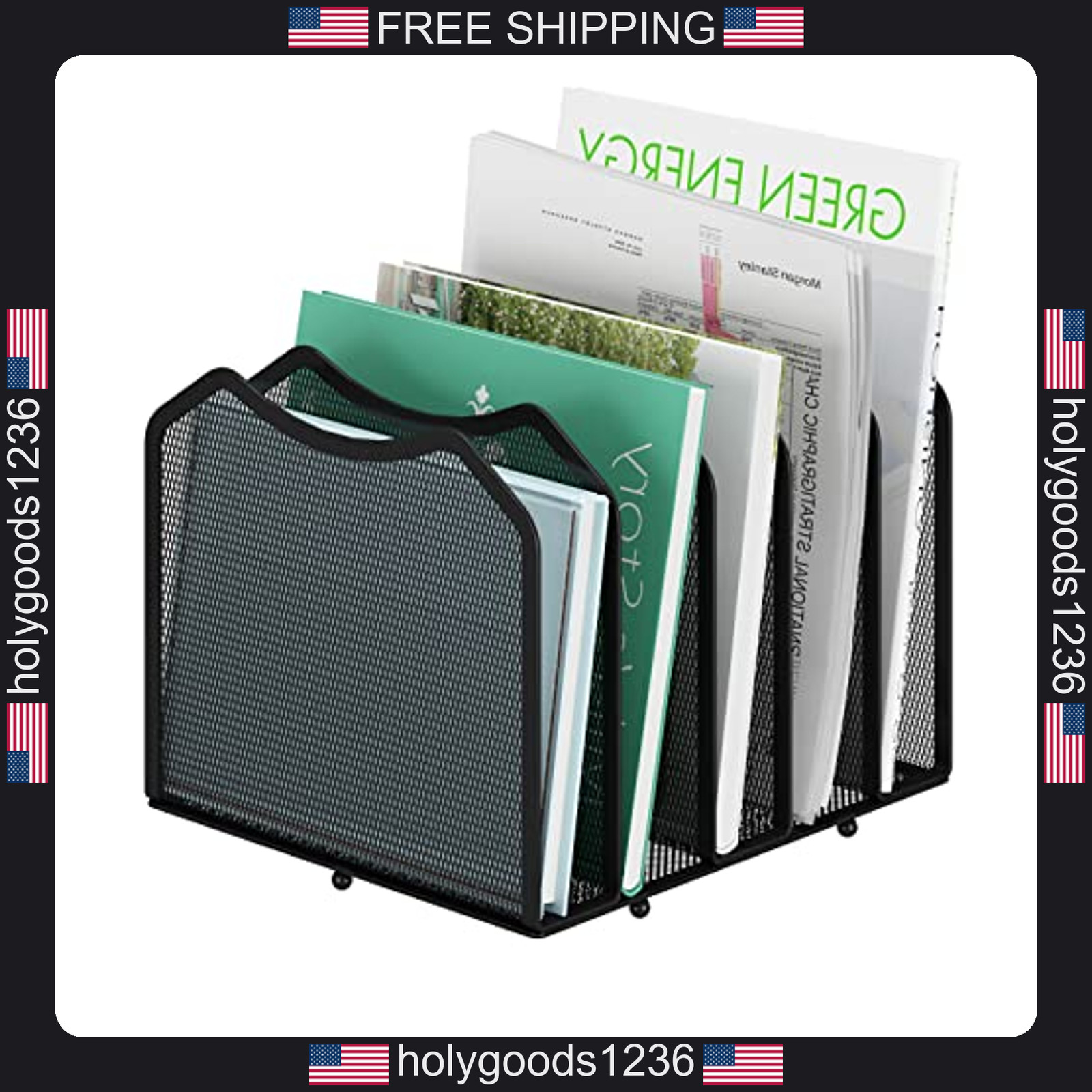Simple Trending mesh desktop file sorter organizer 5-section black