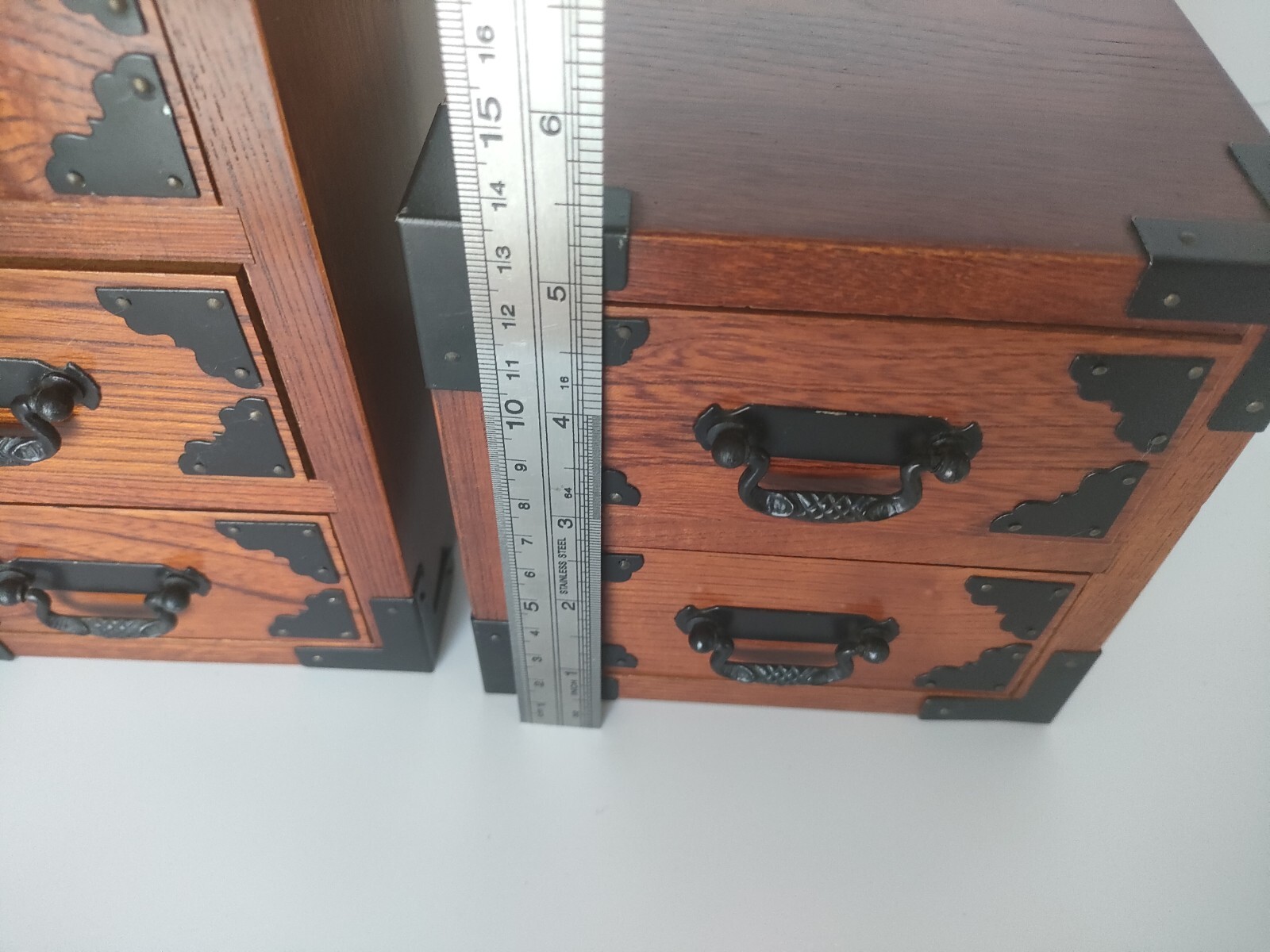Wood Chest Showa Vintage 2 sets (3 drawers + 2 drawers) Limited Japan