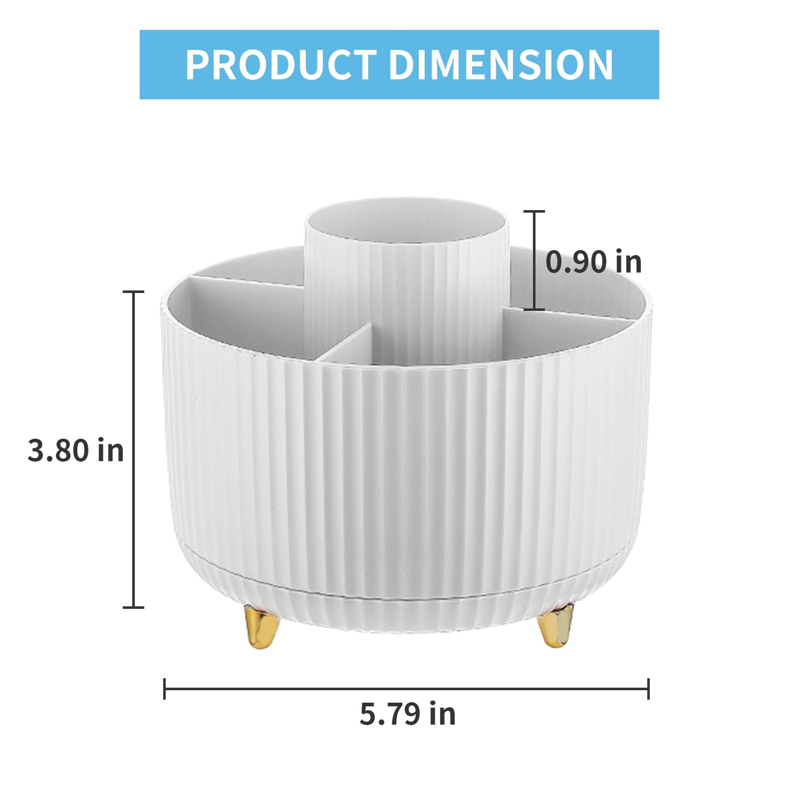 Marbrasse Desk Organizer, 360-Degree Rotating Pen Holder, White