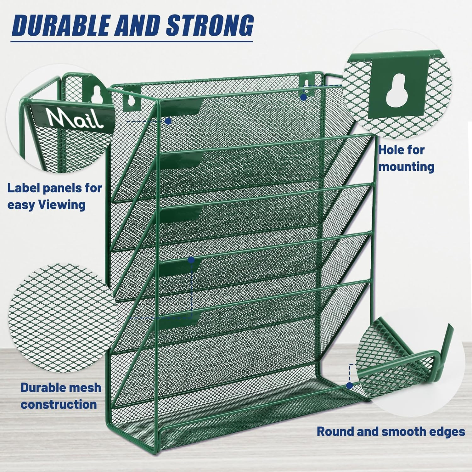 Desk File Organizer Mesh 6-Tier, Hanging Wall Mount Document Organization Stand,