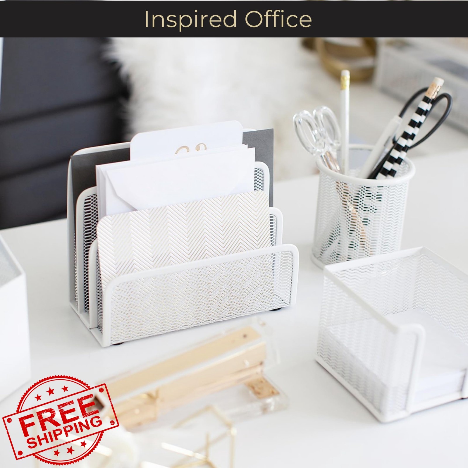 BLU MONACO White Metal Mesh Letter Sorter