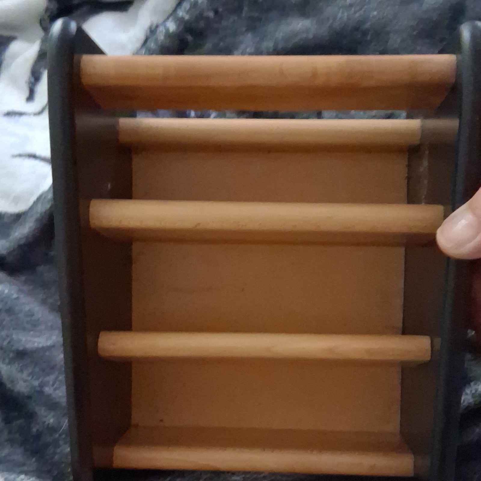 Wood Desktop Mail & Letter Organizer Holder, Multiple Compartments, Black Sides