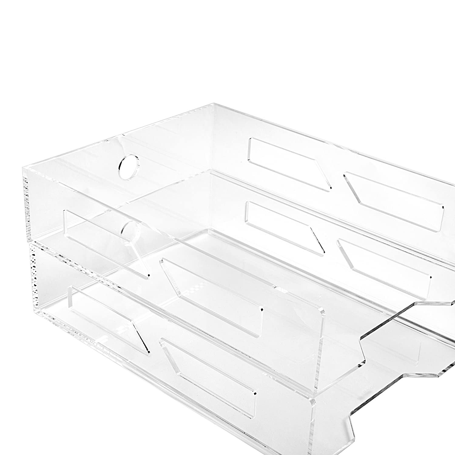 Acrylic Letter Tray TwoTier Fits A4 Clear Stackable Paper Organizer Trays