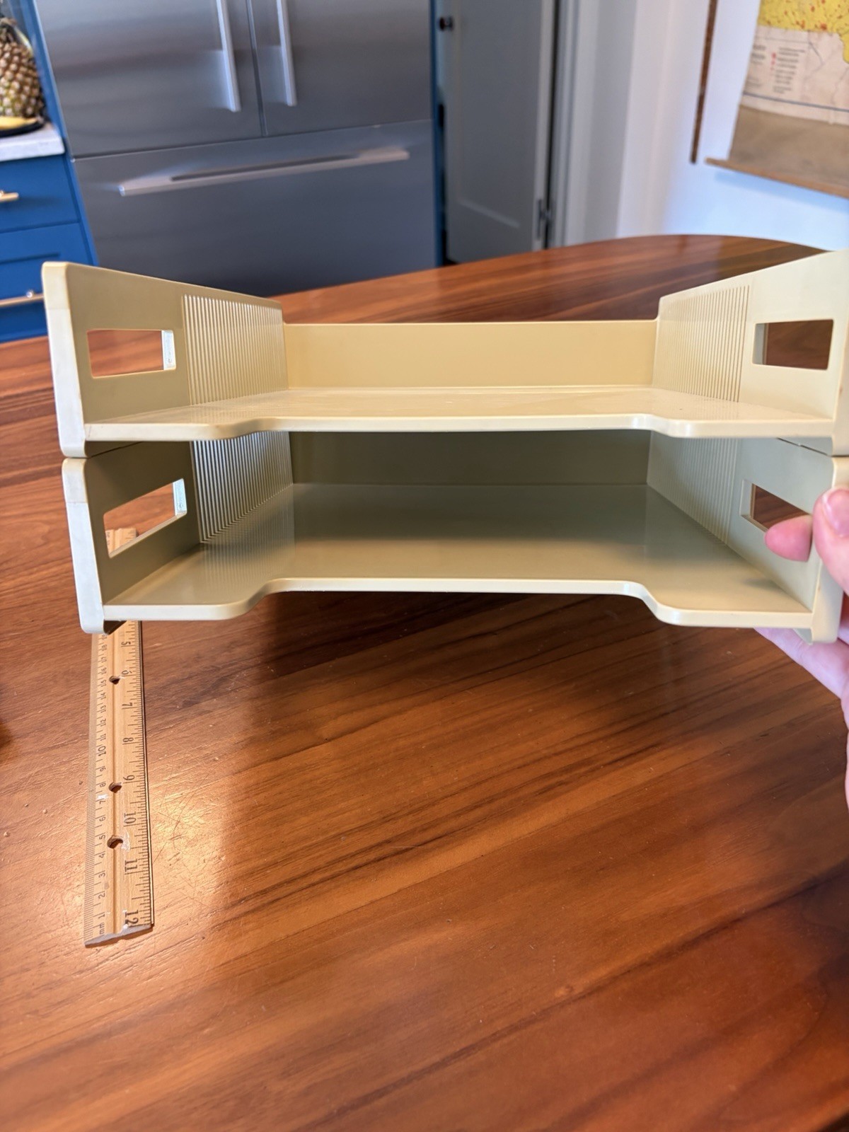 Vintage 1970s USA Eldon Office Products Plastic 2 Tier Paper Tray Tan Beige