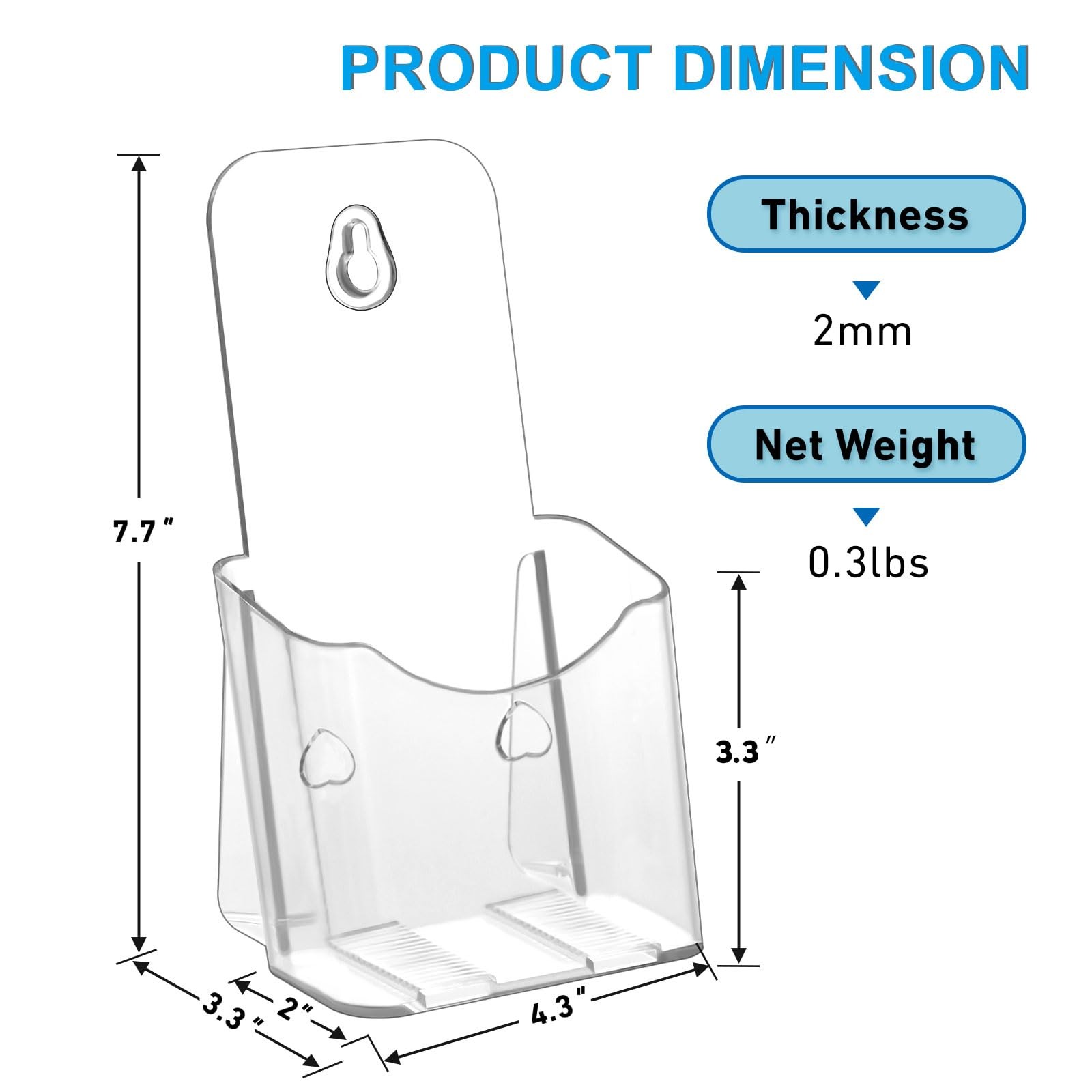 xydstay Acrylic Brochure Holder 4×9 Inches Slant Back Design, Clear