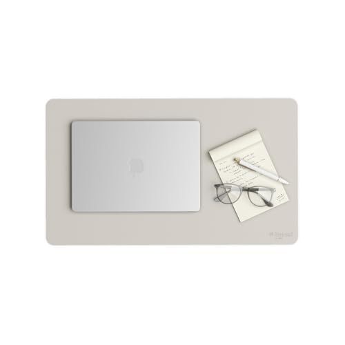 Smead Desk Pad, Vegan Leather Desk Mat with Non-Slip Small (23.6″x13.7″) Beige