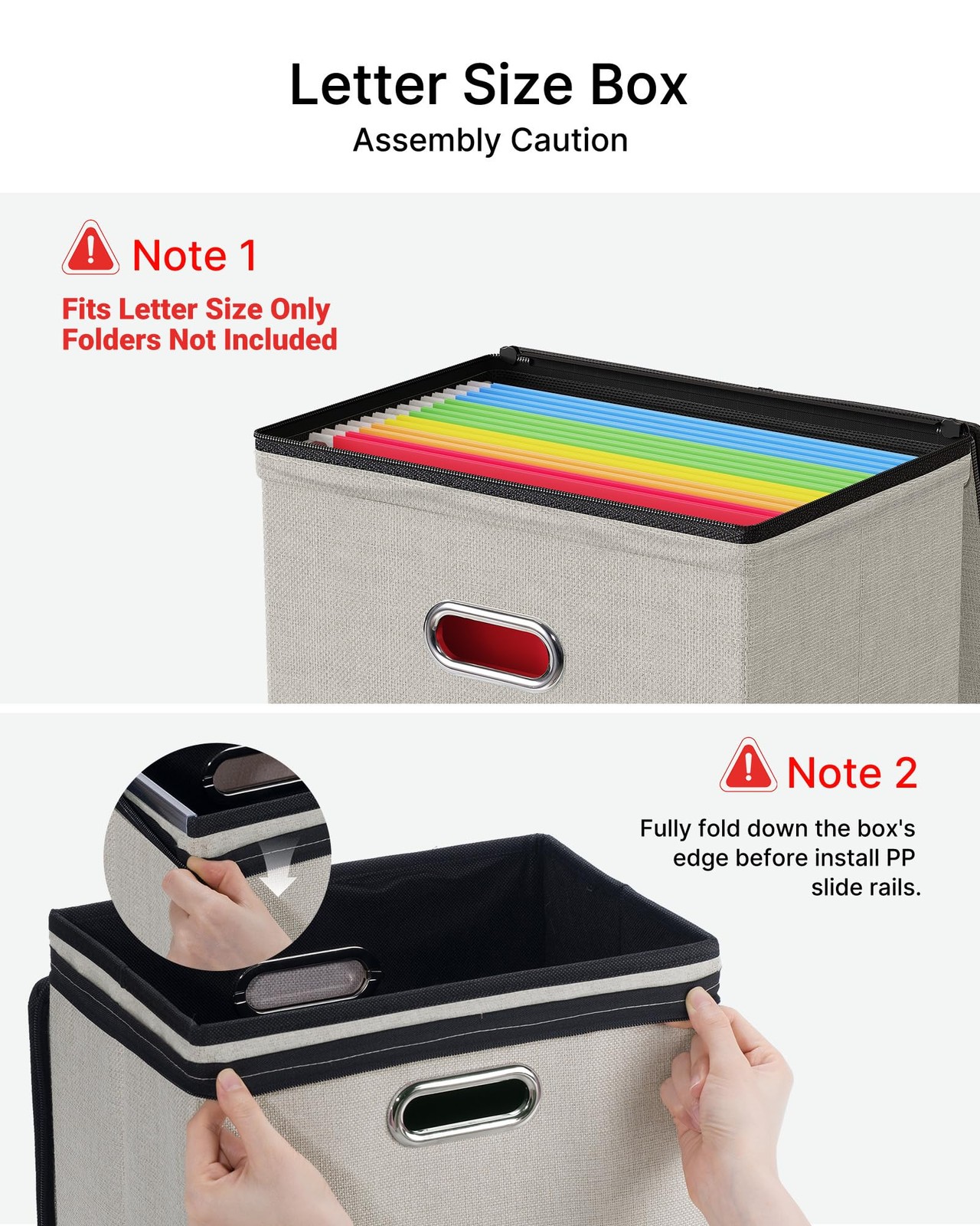 Oterri File Organizer Boxes with Lids, Small-1 Pack Without Folders, Beige
