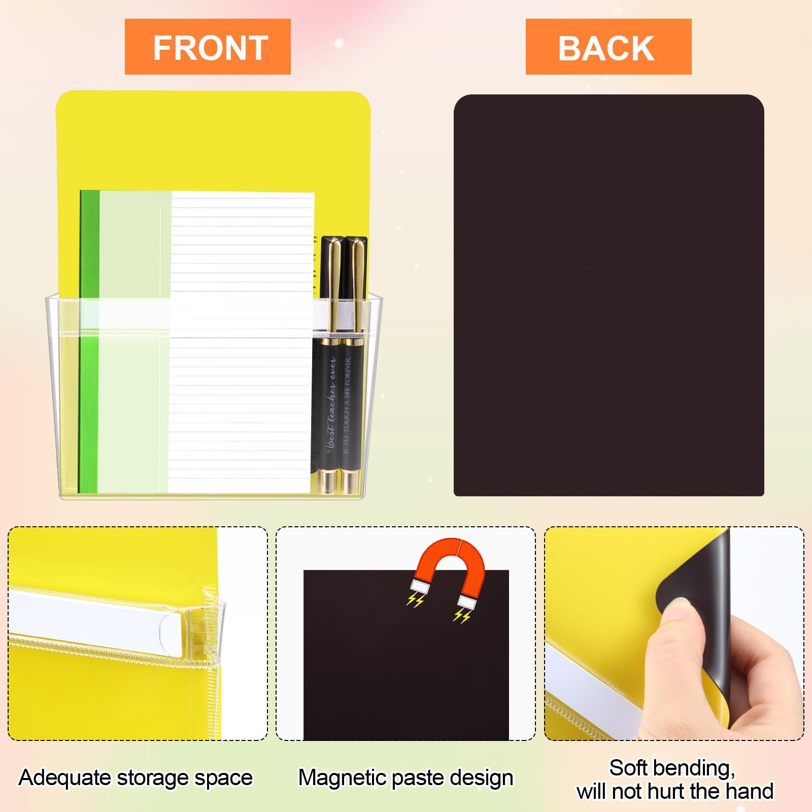 6 Pcs Magnetic File Holder 3 Size Magnetic Pen Holder Refrigerator Magnet Org…