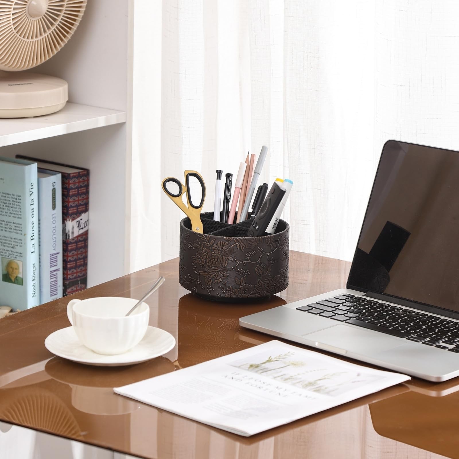 Coffee Table Remote Holder,PU Leather 360 Degree Rotating TV Remote Holder Fo…