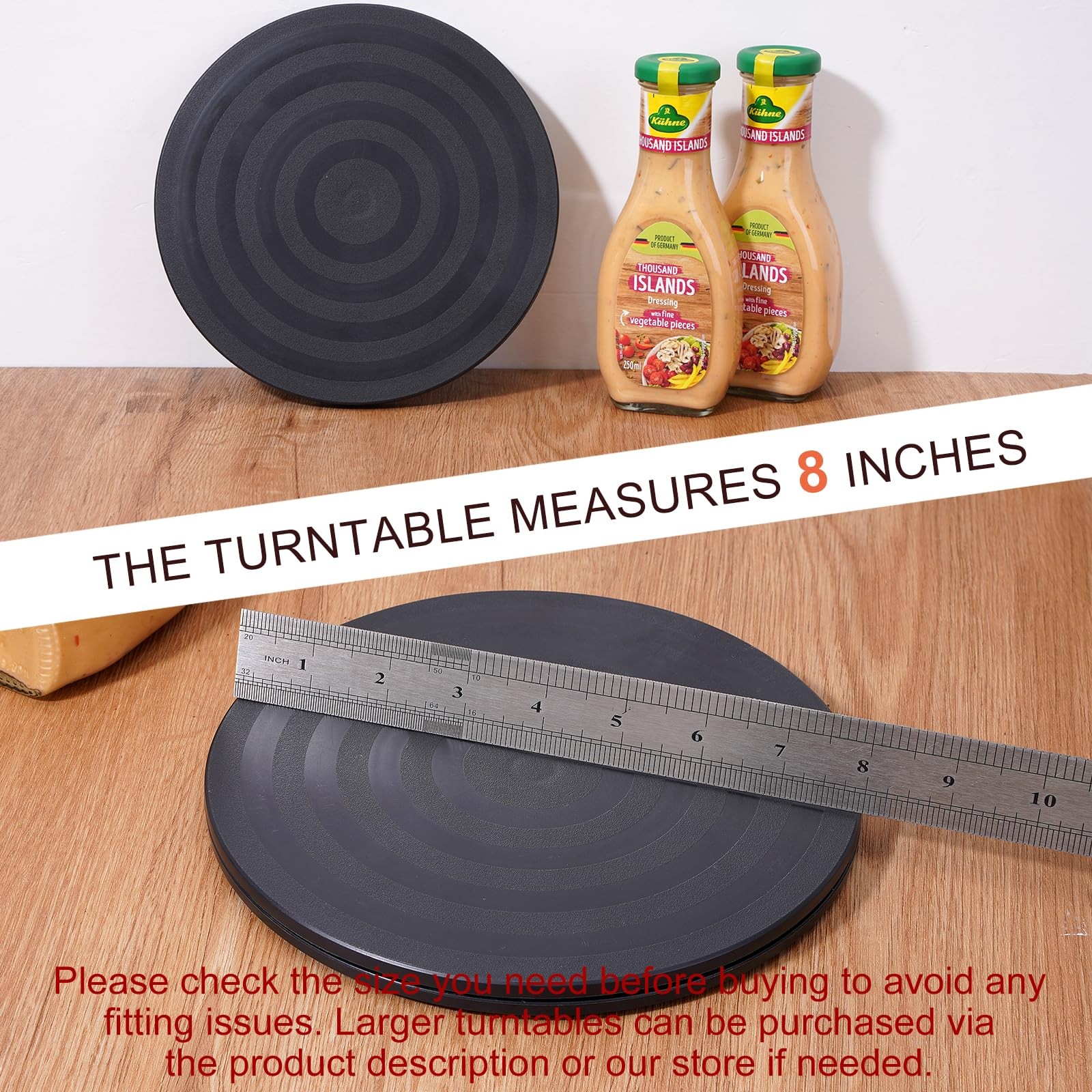 Black 8 Inch Lazy Susan Turntable Organizer Heavy Duty Rotating Tray