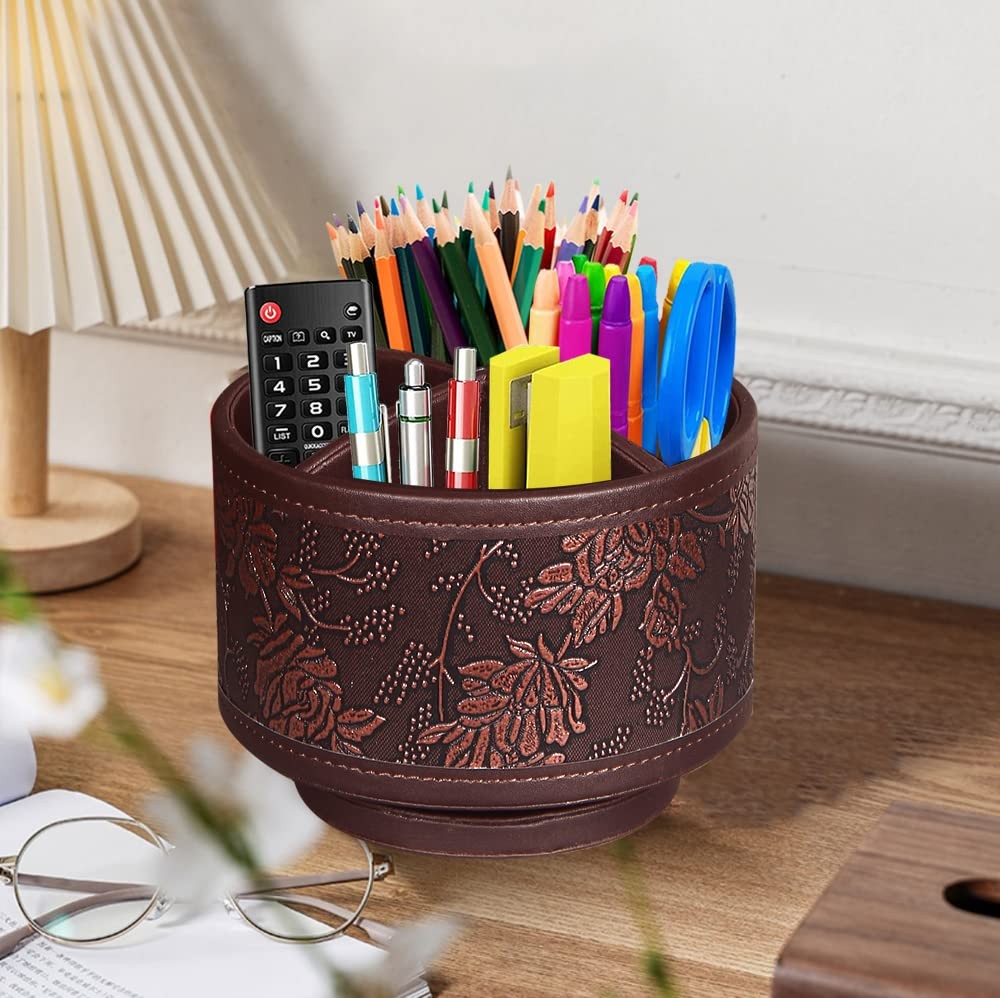 Pen Holder for Desk Organizers and Accessories, 360 Swivel TV Remote Control …