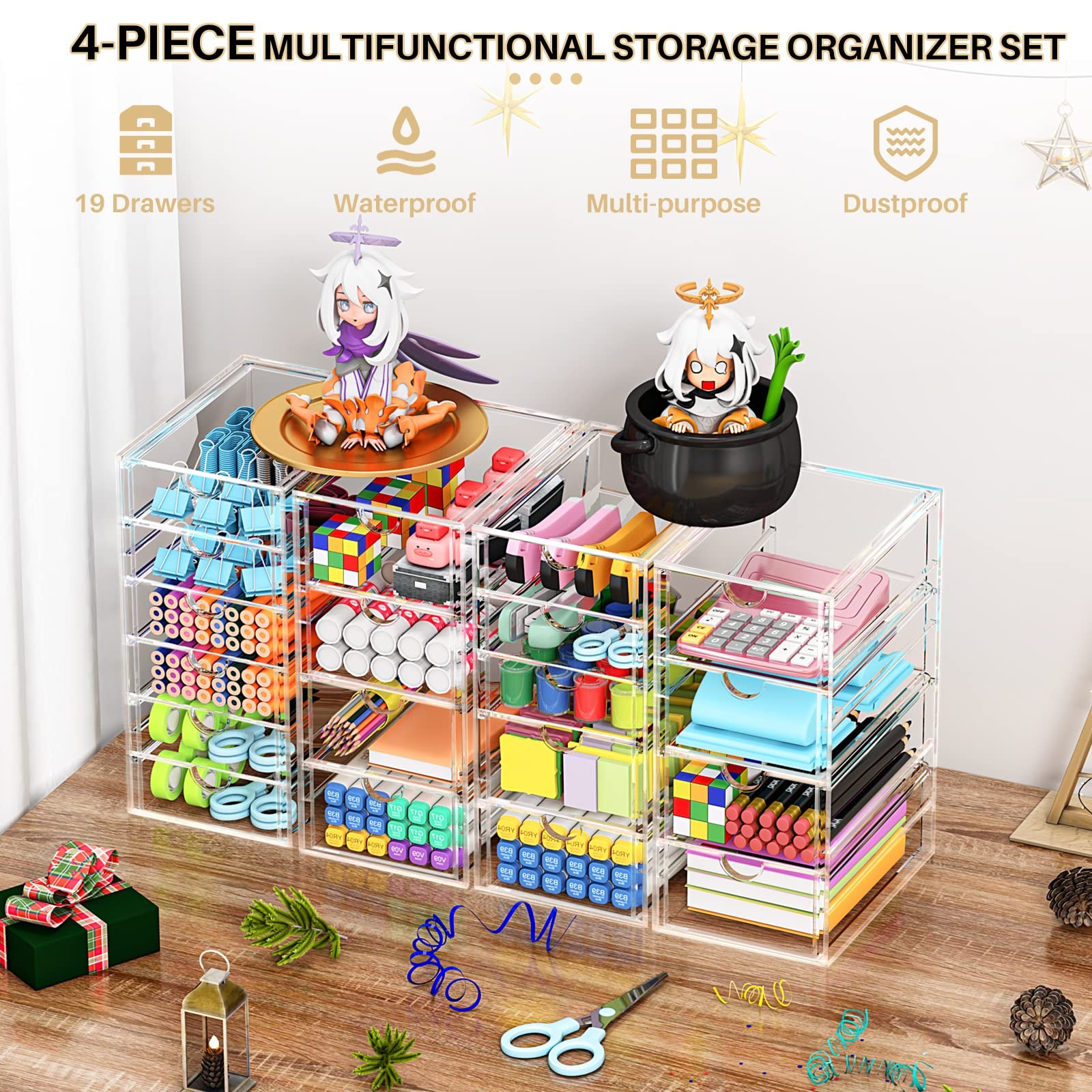 19 Drawers, Keeps your space tidy and lets you easily see what’s inside