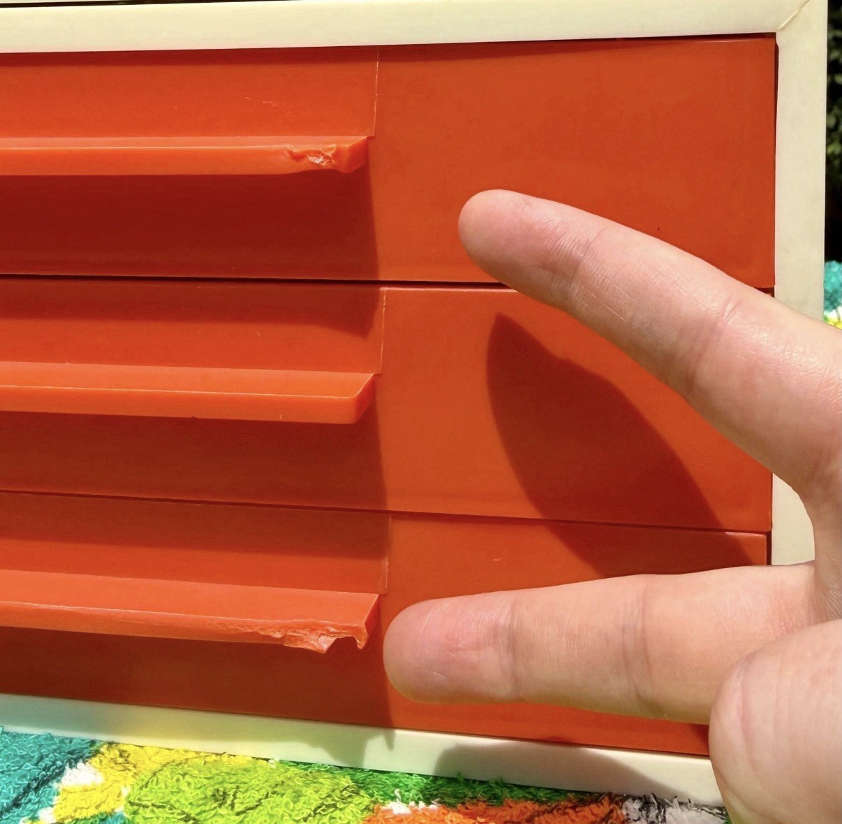 Vintage 70s Large Orange & White Space Age Plastic Desk Organizer ONE ONLY!