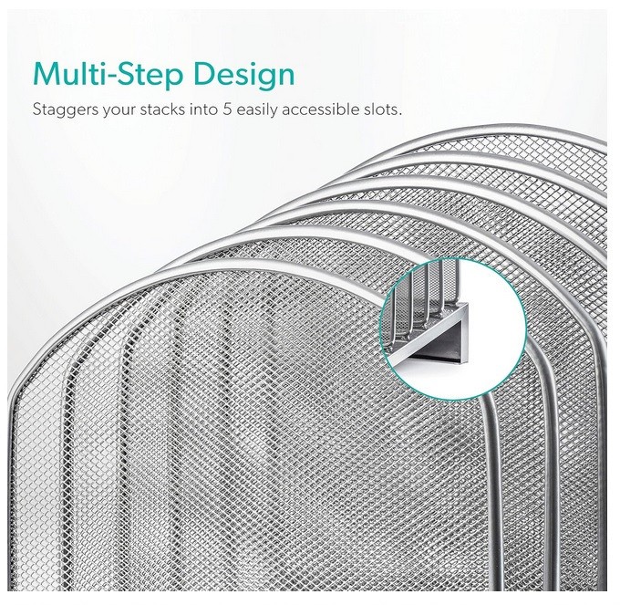 Mindspace Desk Organizer Inclined File Sorter, Office Document sorter silver