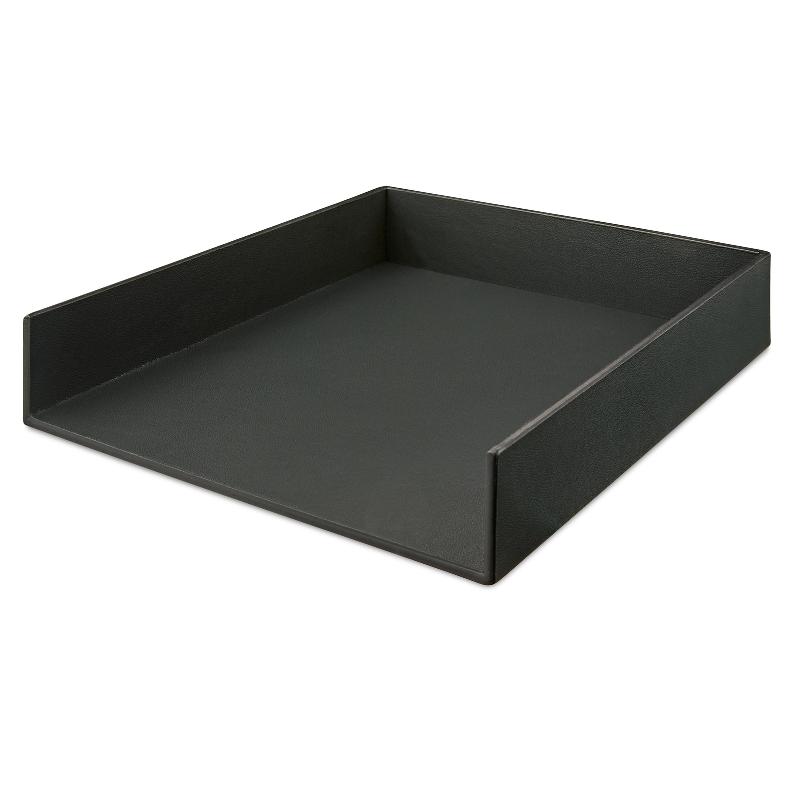 Simulated Leather Letter Tray, 10 in x 12 in x 2 in, Black