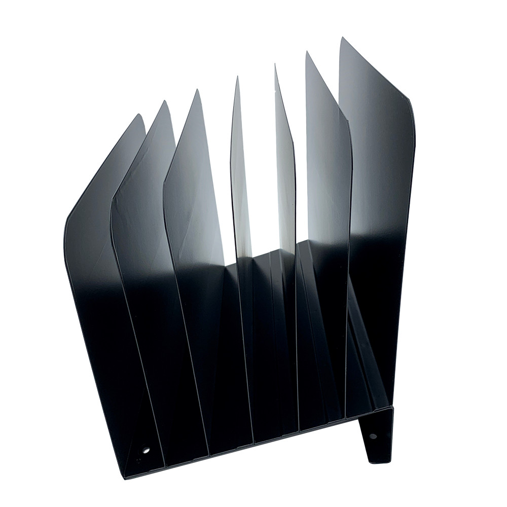 Huron Vertical 6 Slot Steel Desk Slant Organizer/Sorter Black HASZ0174