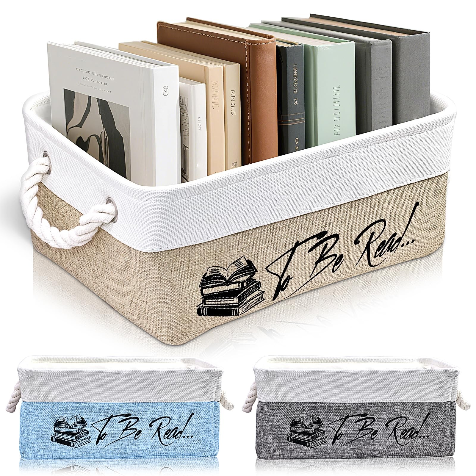 TBR Book Storage Basket Organizer Bin Holds 10/15 Books Gift For Bookworm