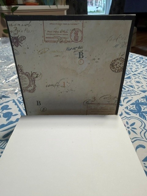 Square Desk Notepad Palm Tree Hard Cover Gold Trim with Pencil