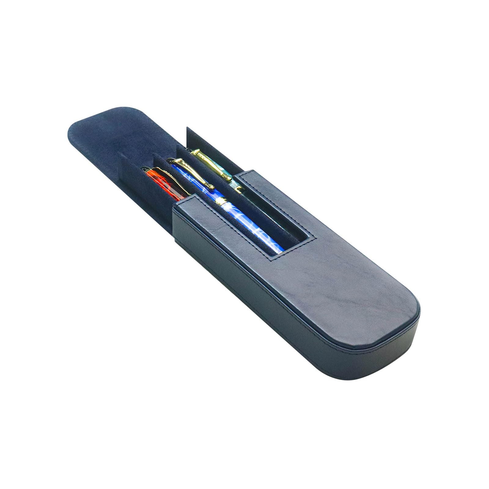 Leather Triple Pen Case Pencil Pouch Holder for Three Fountain Ballpoint Roll…