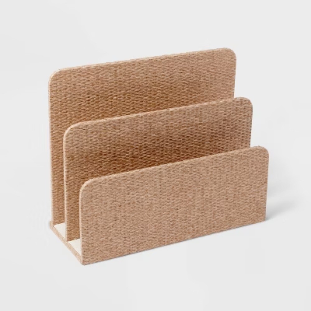 Woven 2-Slot Letter Sorter Taupe: Mail & Desk Organizer, Office Supplies,