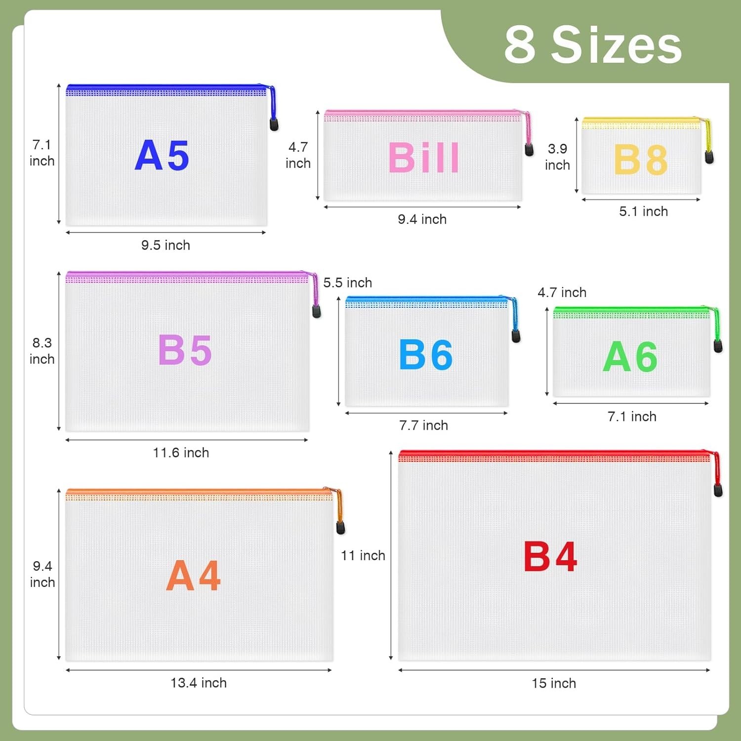 32pcs Mesh Zipper Pouch Bags, 8 Sizes, 8 Colors for Organizing, Board Game St…