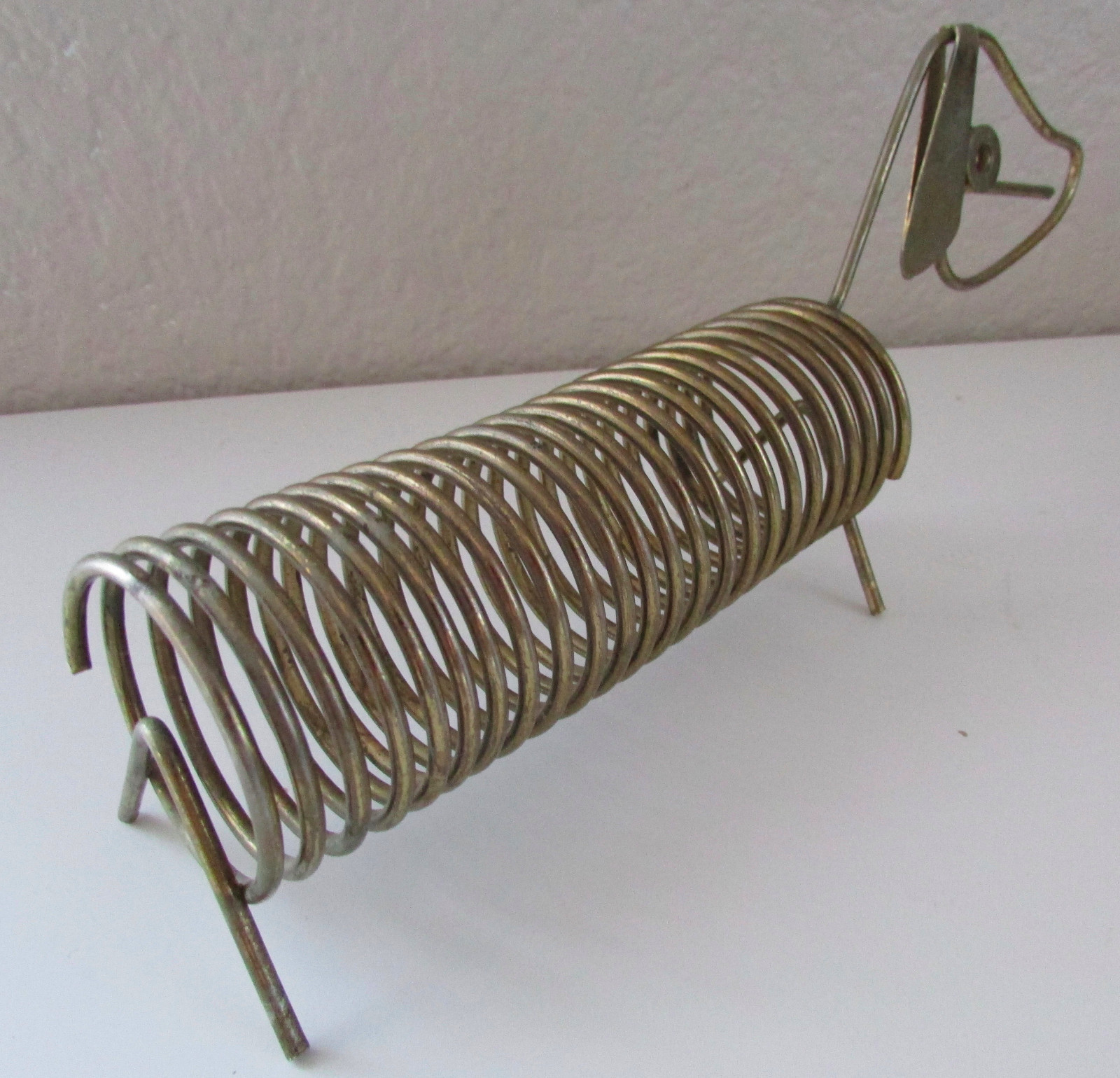 Vintage Brass Spiral Dog Mail Letter Envelope Rack Sorter Holder 9″ Long