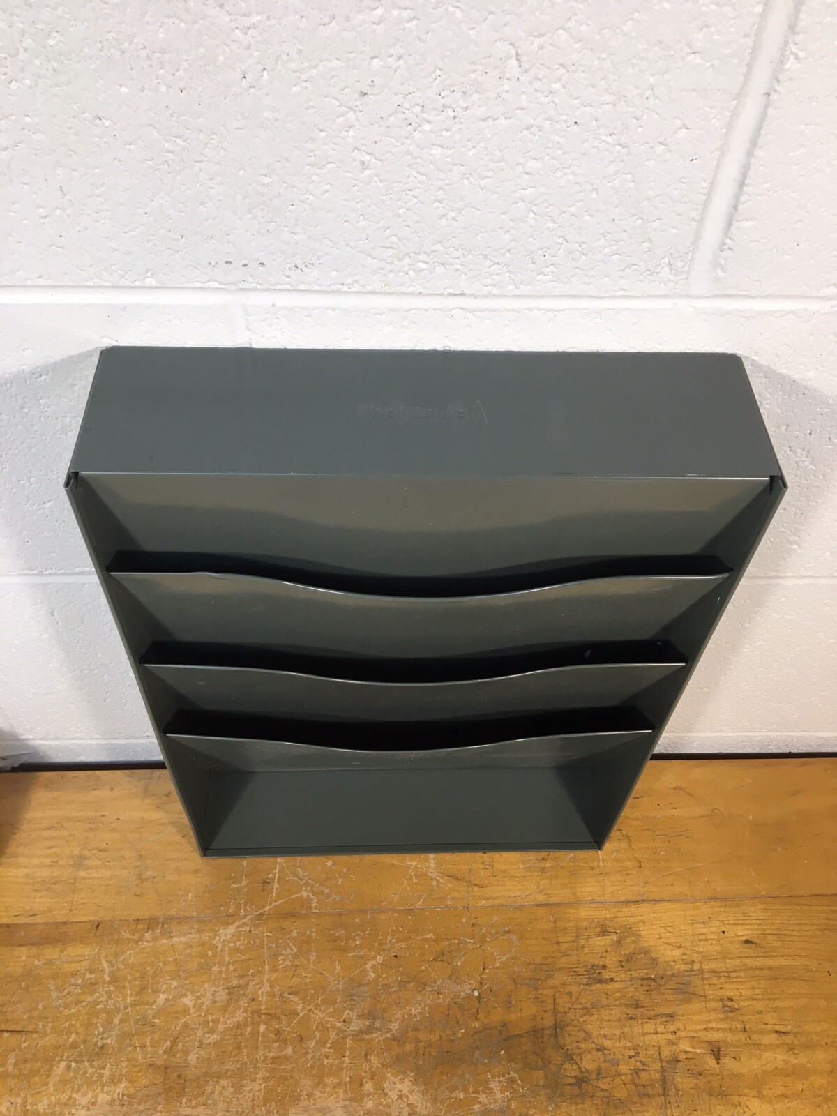 Vintage VERTIFLEX Industrial Metal Wall 3 Tier slot File Paper Organizer grey