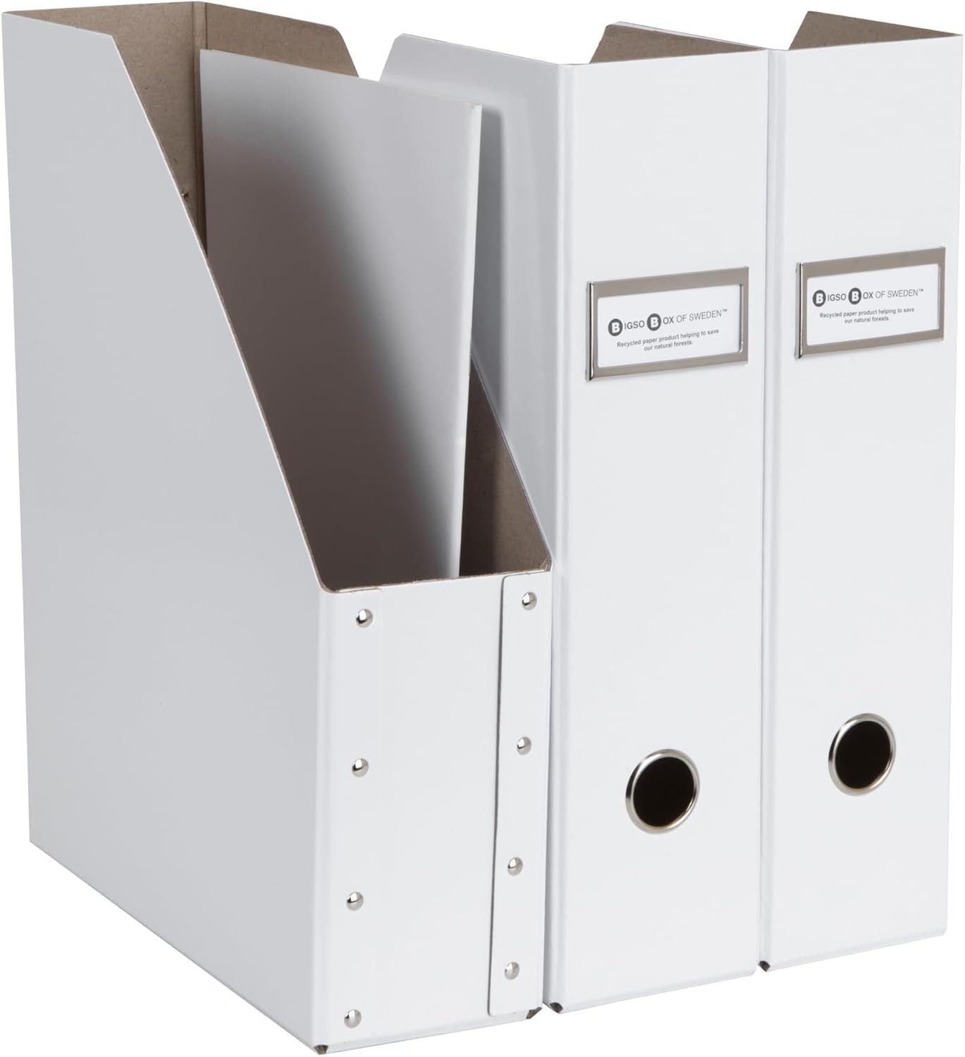 Bigso Fiona 3 Piece Fiberboard Upright Magazine Storage Pack of 1, White