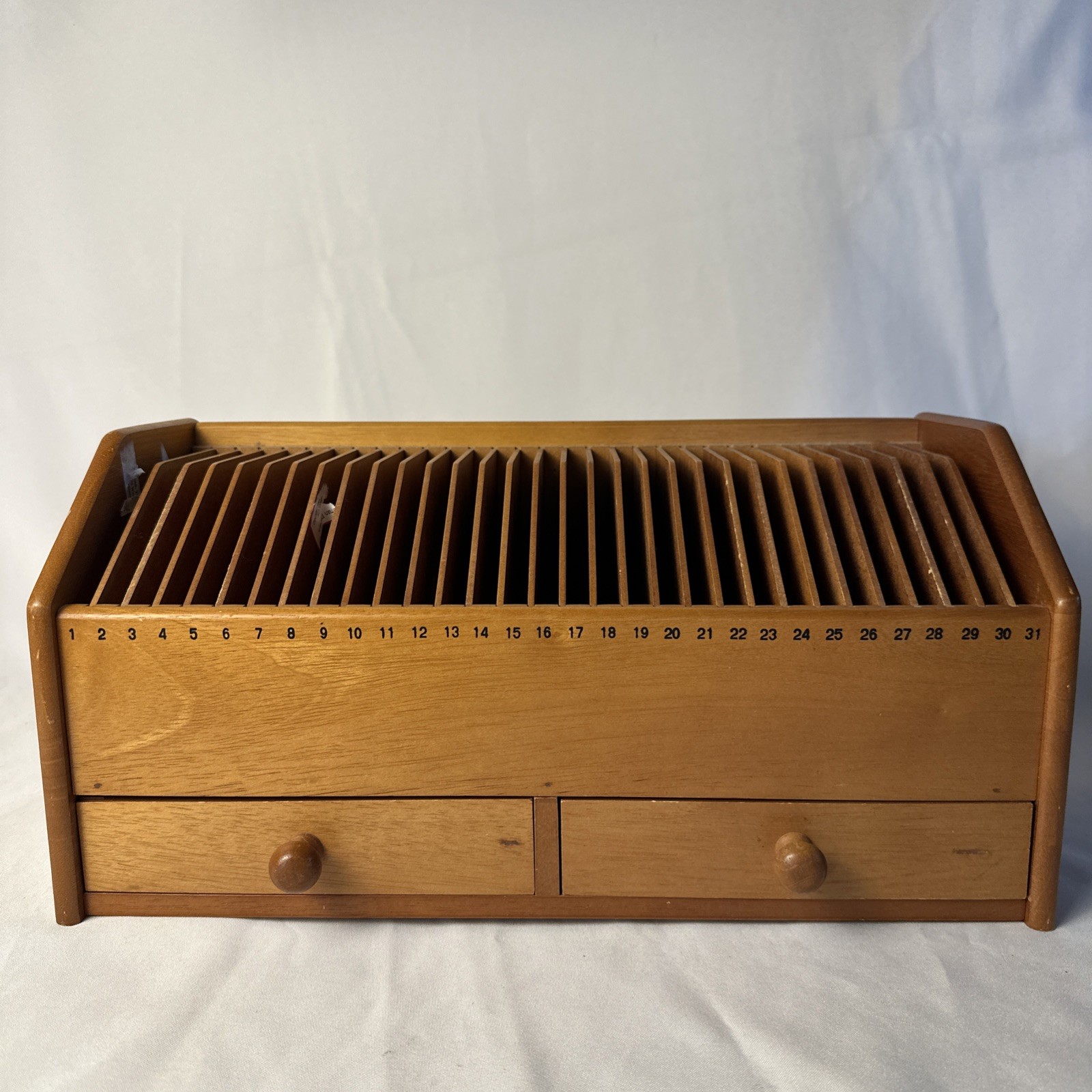 31 Day Wooden Monthly Bill Mail Sorter Desk Organizer with Drawer -Lilian Vernon