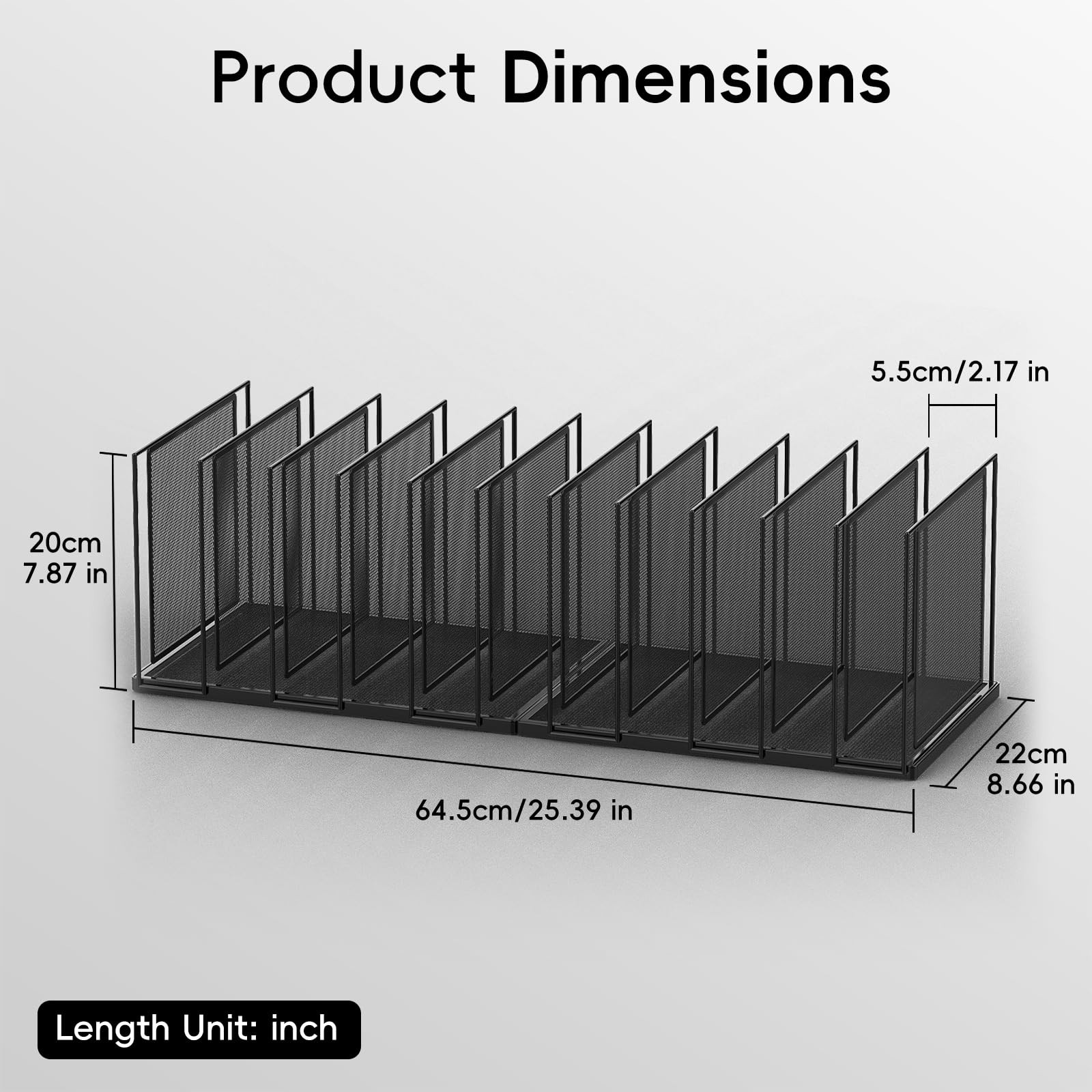 11Section Vertical File Sorter Organizer For Desk Standing Metal Folder Black