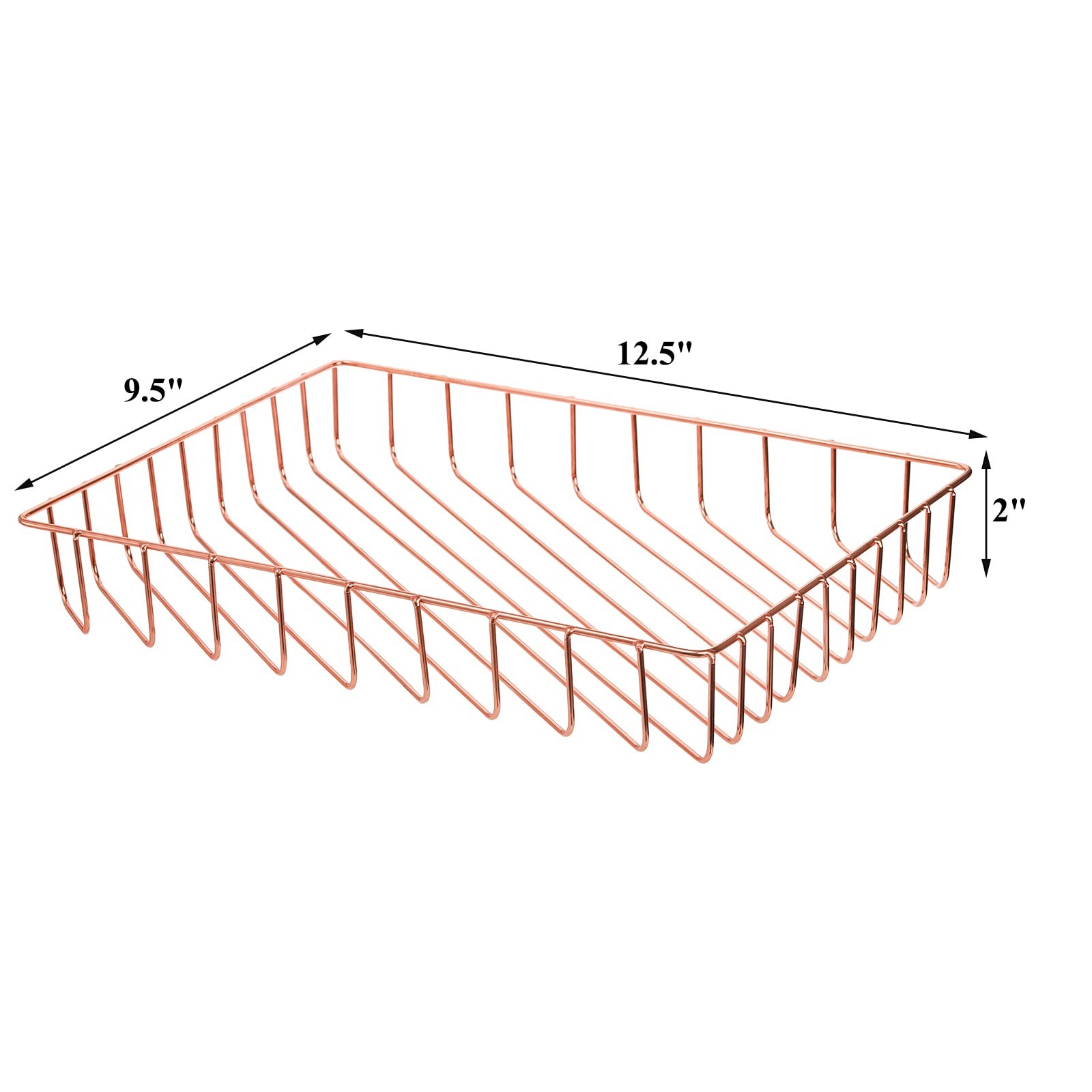 3 PCS Rose Gold Wire Desk Paper Letter File Tray Magazine Storage Organizer