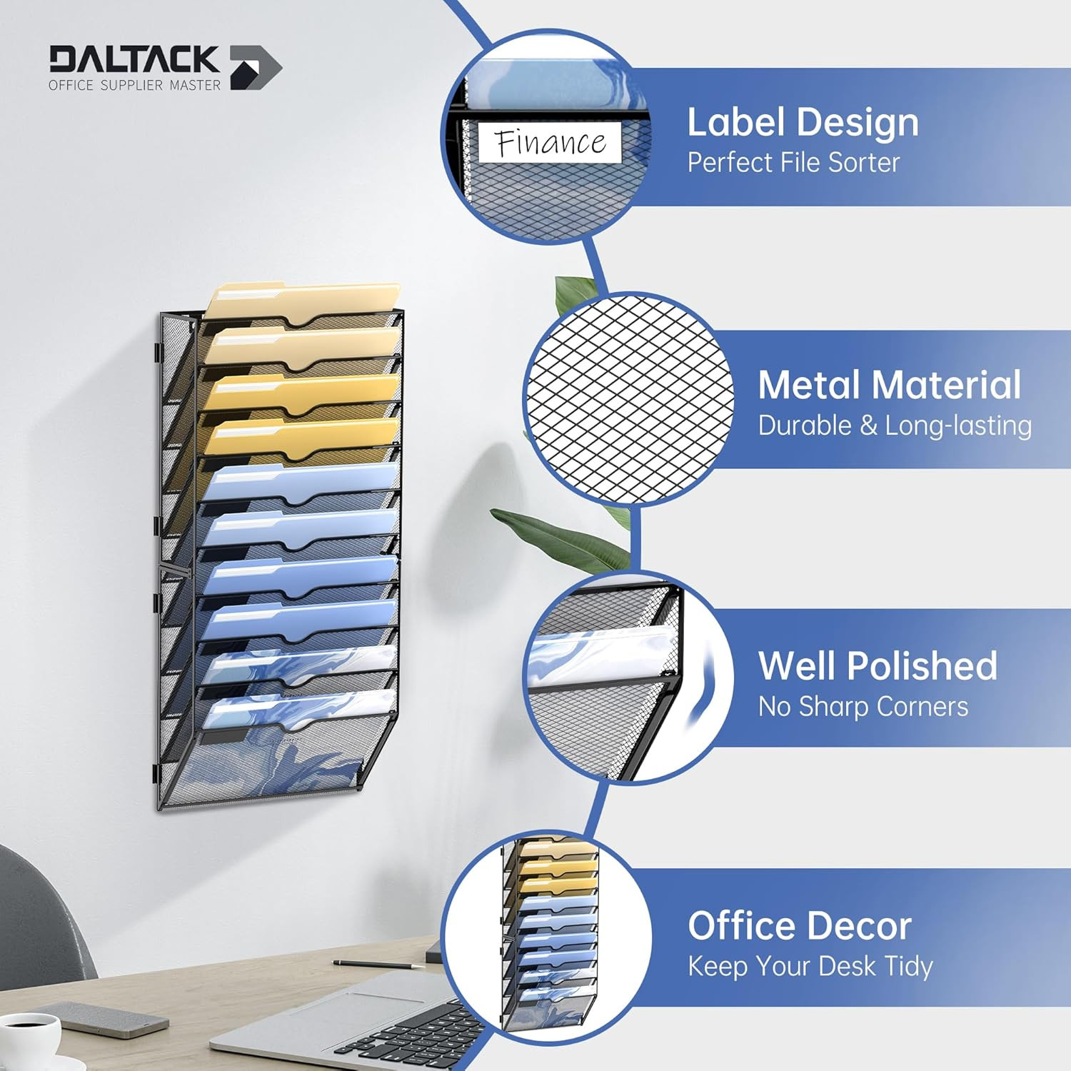 Wall File Organizer, 10 Tier Hanging File Organizer, Mail Organizer Wall Mounted