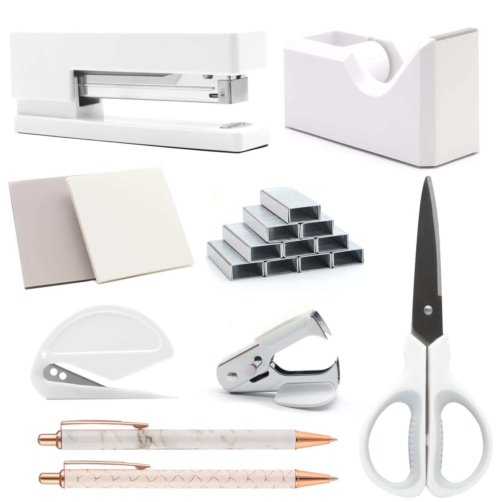 White Office Supplies, Shellvcase White Desk Accessories, Stapler and Tape Di…